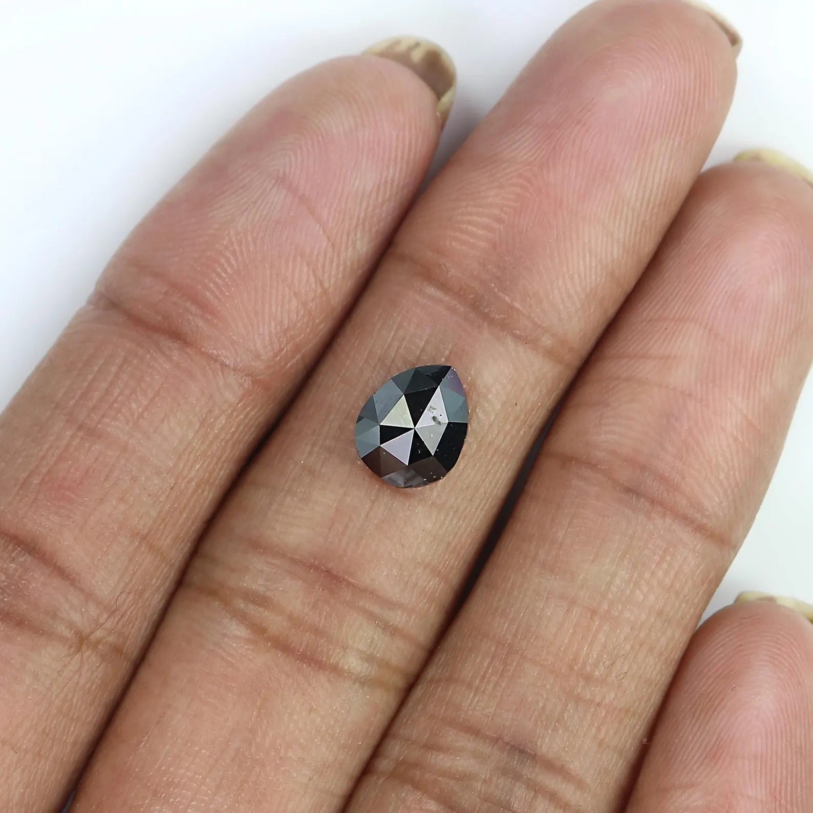1.58 CT Natural Loose Pear Shape Diamond Black Color Pear Cut Diamond 8.20 MM Natural Loose Diamond Black Pear Rose Cut Diamond QN8801