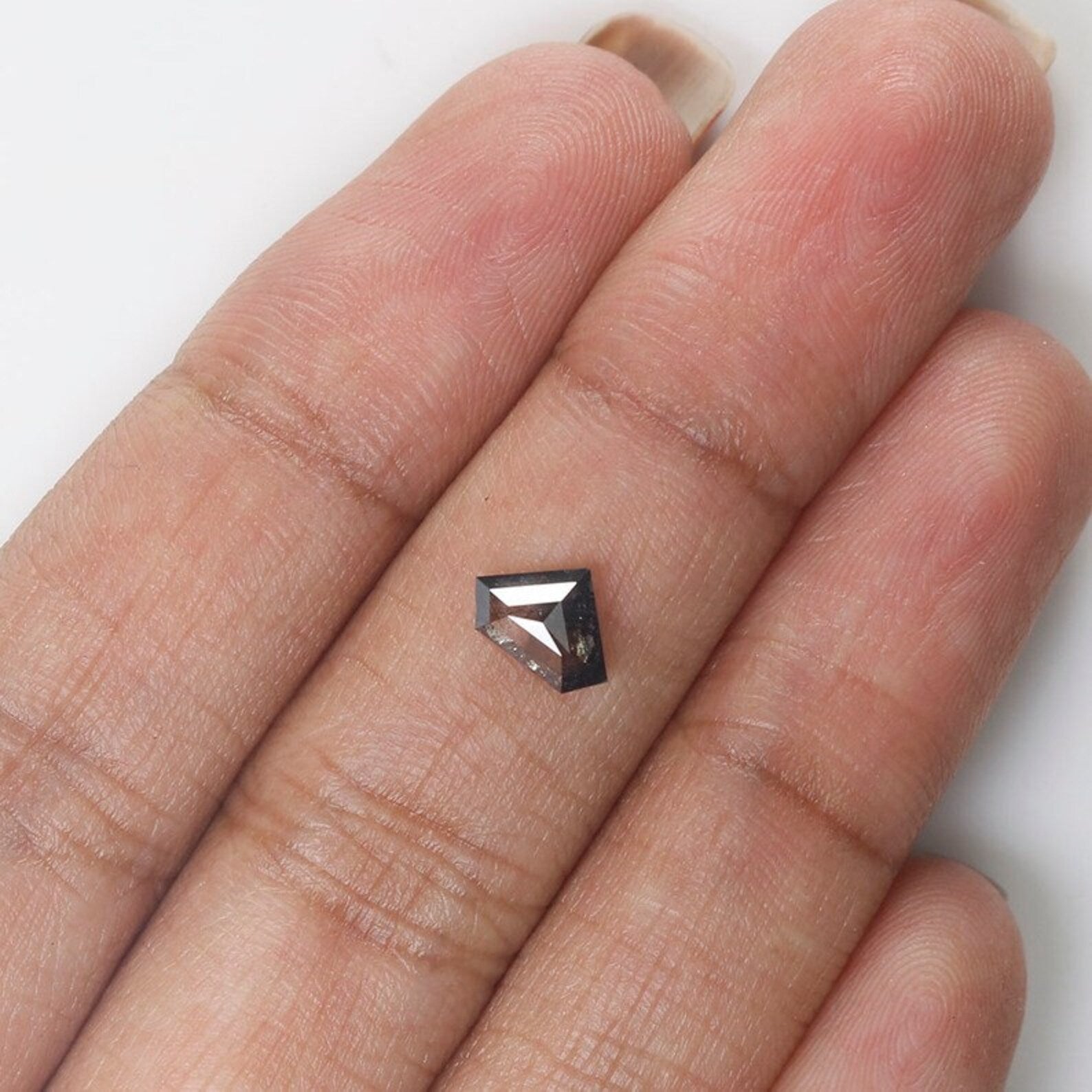 0.66 CT Natural Loose Shield Shape Diamond Salt And Pepper Diamond 5.20 MM Natural Loose Black Grey Color Shield Rose Cut Diamond QN1177