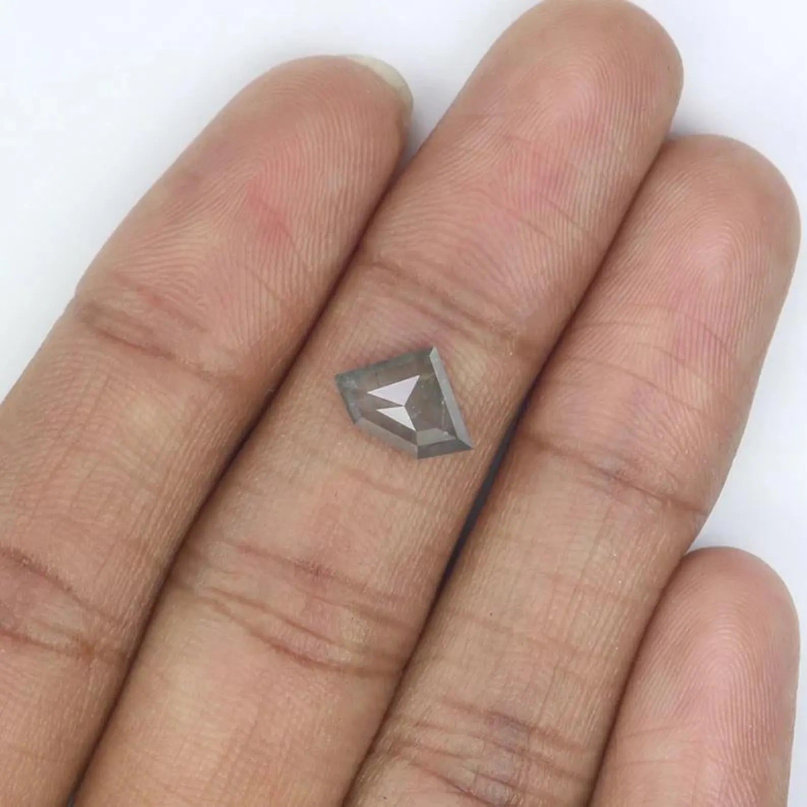 1.43 CT Natural Loose Shield Shape Diamond Salt And Pepper Shield Diamond 7.00 MM Natural Diamond Grey Color Shield Rose Cut Diamond QN9746