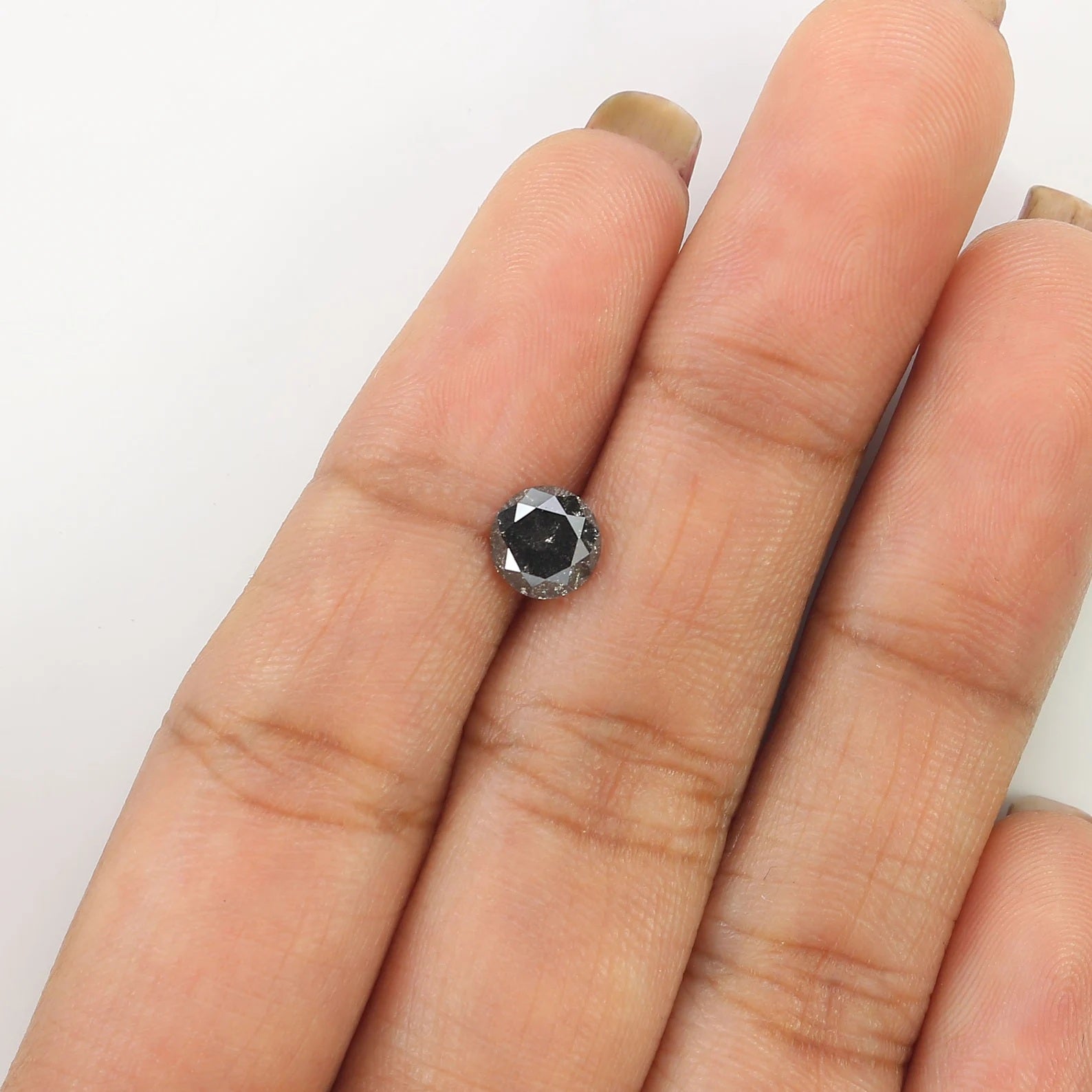 0.82 CT Natural Loose Round Brilliant Cut Diamond Salt And Pepper Diamond 5.70 MM Natural Black Gray Round Brilliant Cut Diamond QN2489