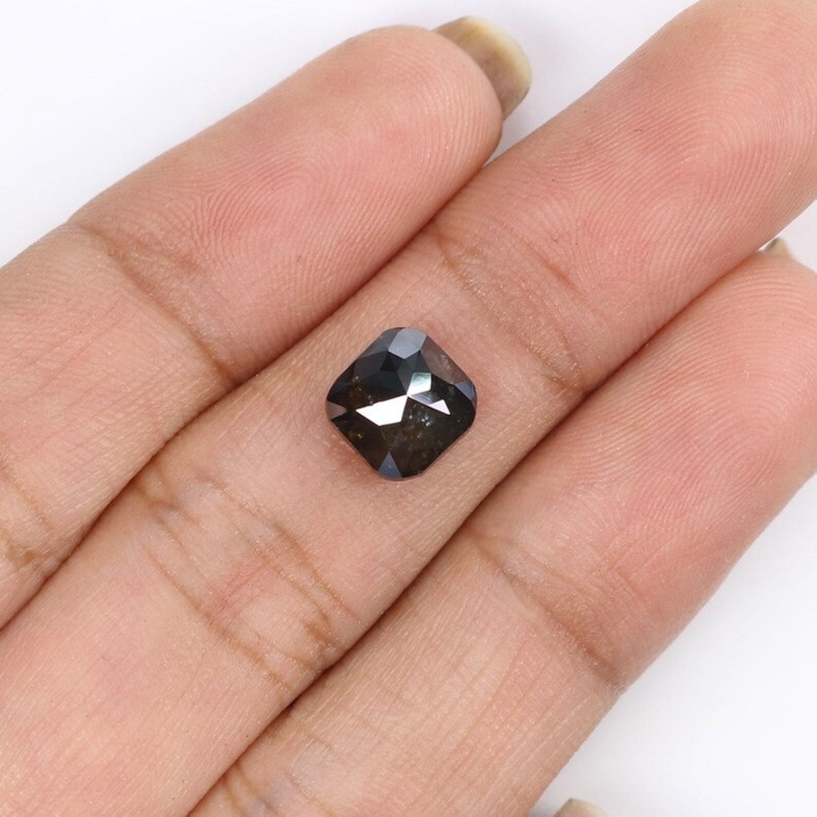 1.89 CT Natural Loose Cushion Shape Diamond Brown Color Cushion Diamond 7.00 MM Natural Diamond Black Color Cushion Rose Cut Diamond NQ8689