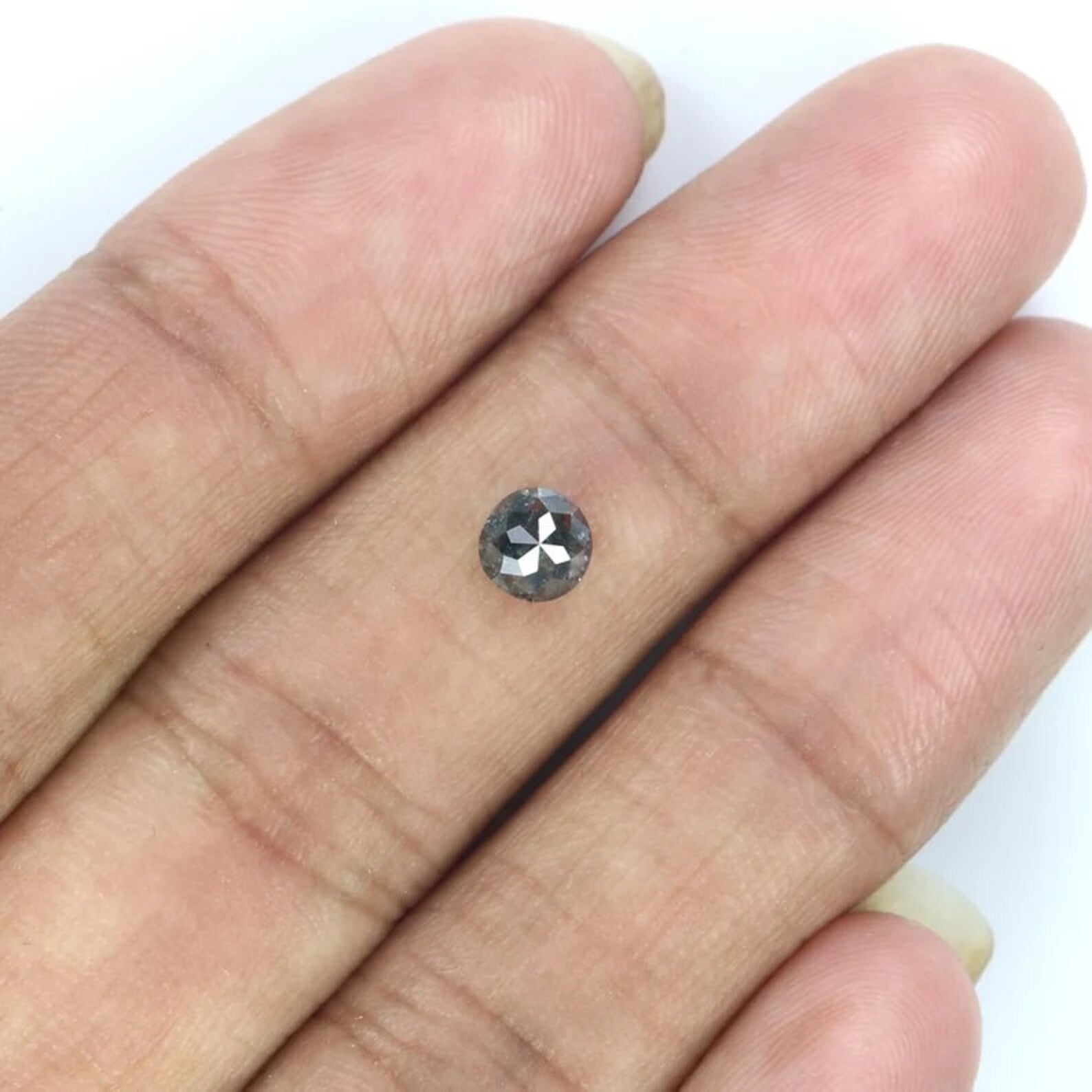 0.53 CT Natural Loose Round Shape Diamond Salt And Pepper Round Cut Diamond 4.85 MM Natural Black Grey Color Round Rose Cut Diamond NQ2308