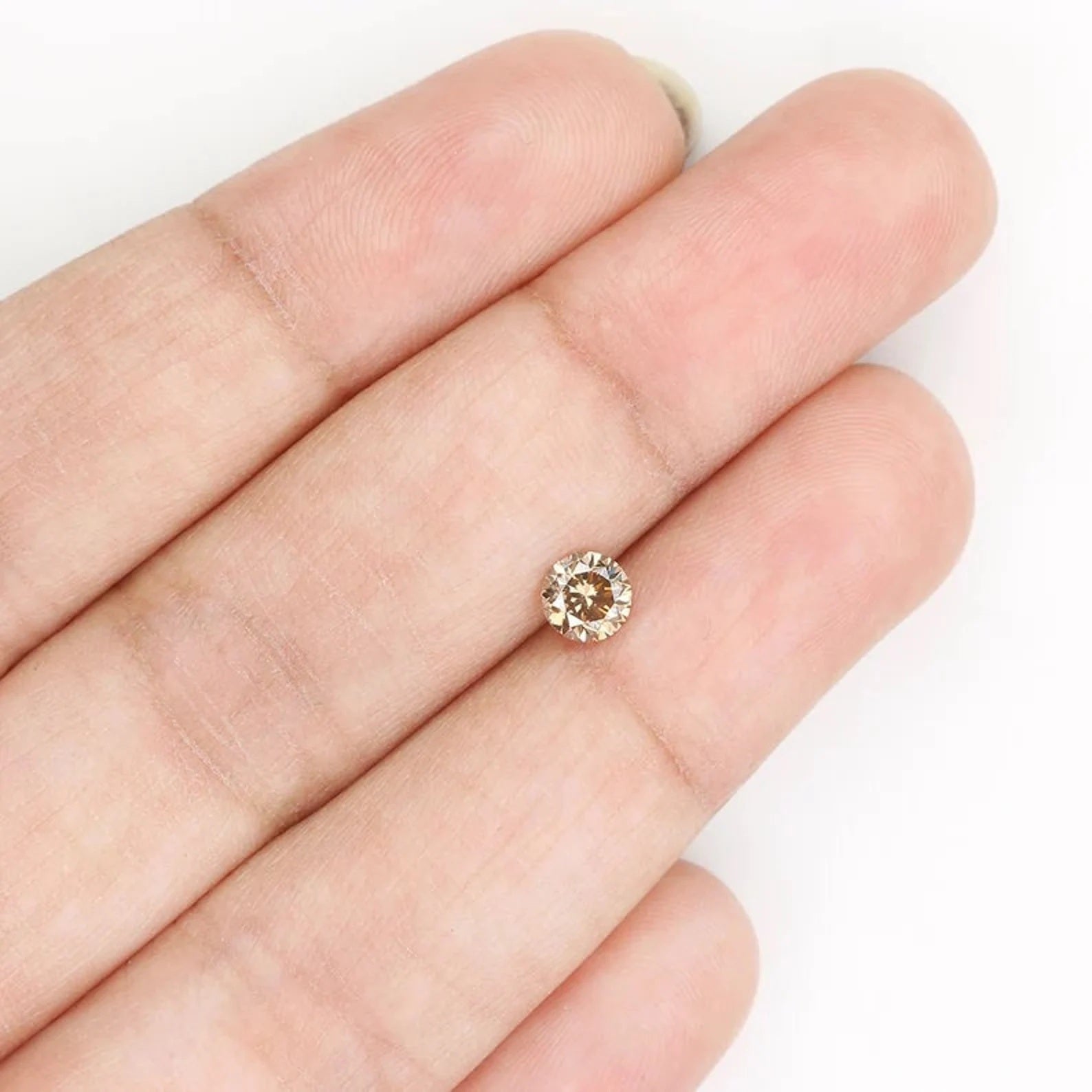 0.38 Ct Natural Loose Round Shape Diamond Brown Color Round Diamond 4.55 MM Natural Diamond Brown Color Round Brilliant Cut Diamond NQ1082