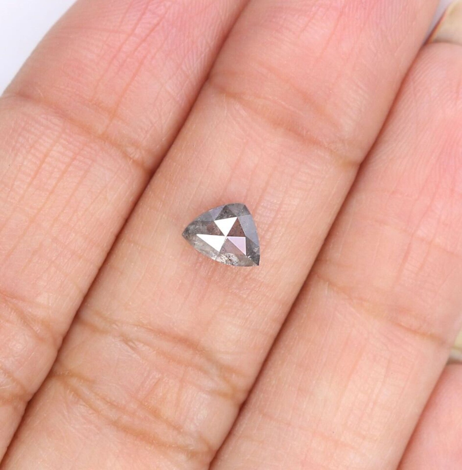 0.64 Ct Natural Loose Triangle Shape Diamond Salt And Pepper Triangle Diamond 4.80 MM Natural Black Grey Color Triangle Cut Diamond NQ8972