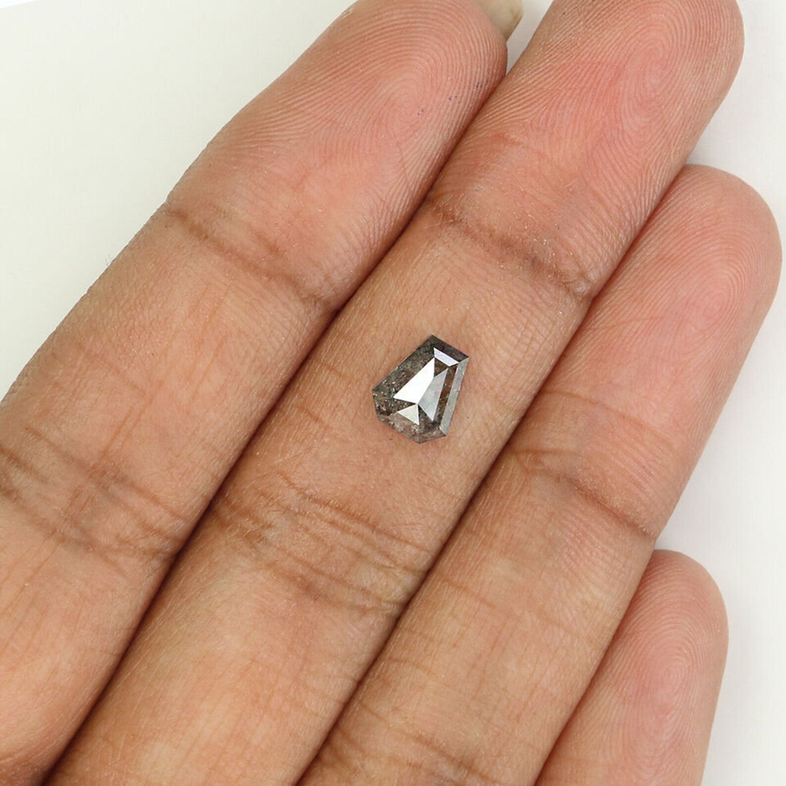 0.97 CT Natural Loose Coffin Shape Diamond Salt And Pepper Coffin Cut Diamond 6.70 MM Black Grey Color Coffin Shape Rose Cut Diamond QN1553