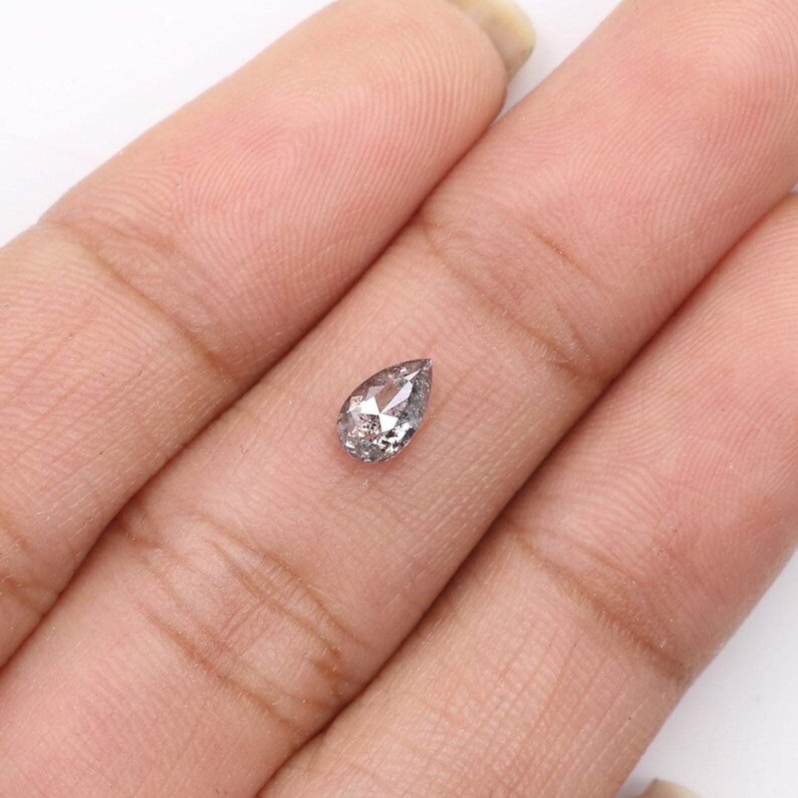 0.42 CT Natural Loose Pear Shape Diamond Salt And Pepper Pear Diamond 6.10 MM Natural Loose Black Grey Color Pear Rose Cut Diamond NQ1900