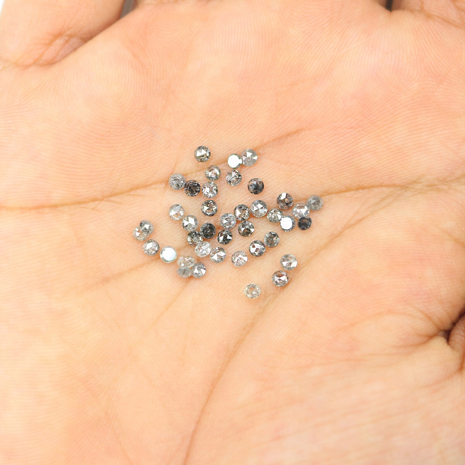 1.42 CT Natural Loose Round Shape Diamond Salt And Pepper Diamond 1.85 MM Natural Diamond Black Grey Color Round Rose Cut Diamond NQ2494