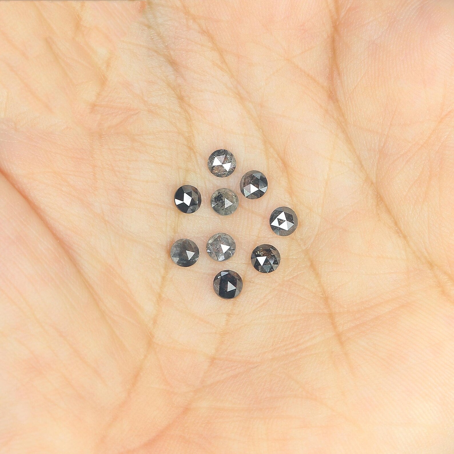 1.61 CT Natural Loose Round Shape Diamond Salt And Pepper Round Diamond 3.30 MM Natural Loose Black Grey Color Round Rose Cut Diamond NQ8752