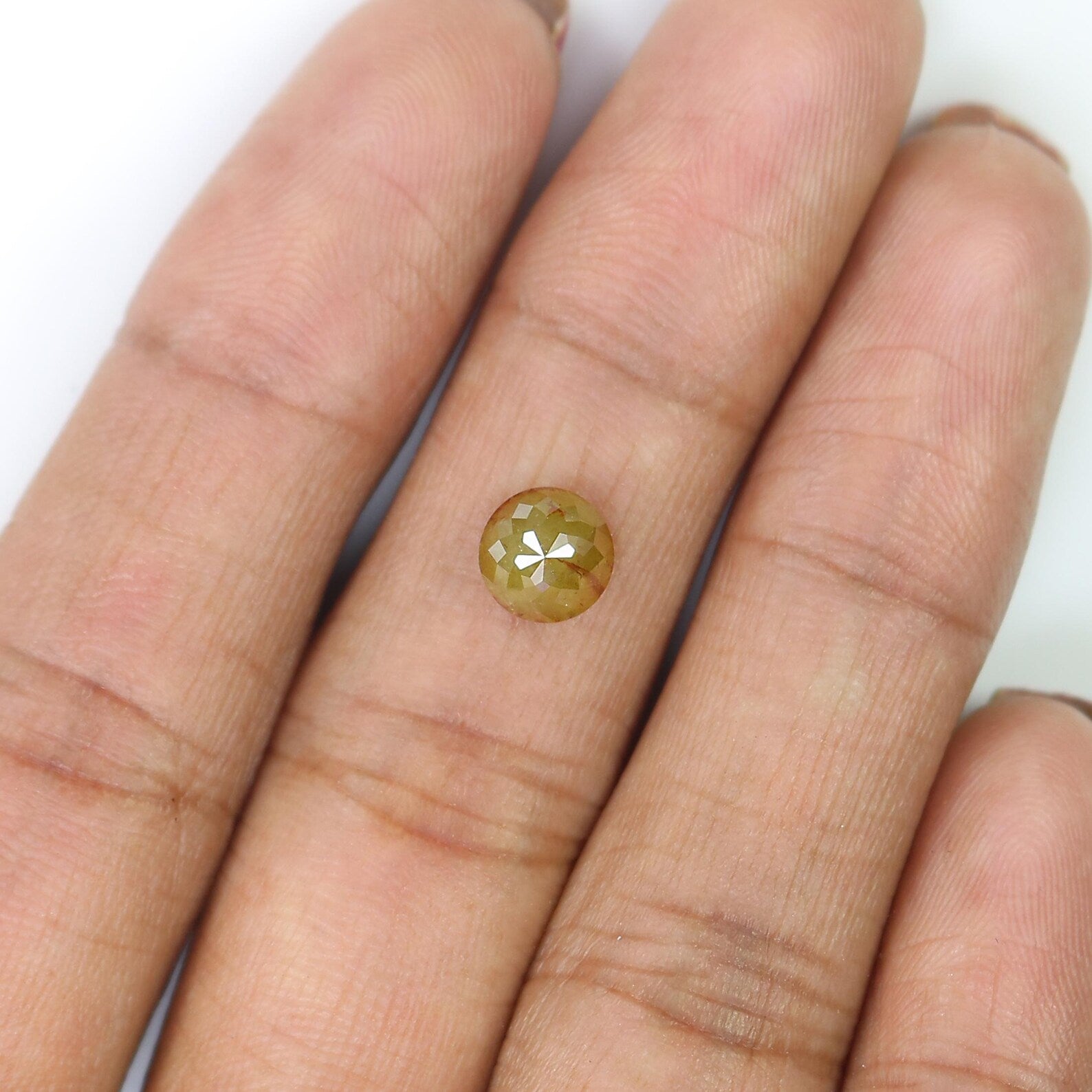 1.54 CT Natural Loose Round Shape Diamond Yellow Color Round Cut Diamond 6.40 MM Natural Loose Green Color Round Rose Cut Diamond NQ7179