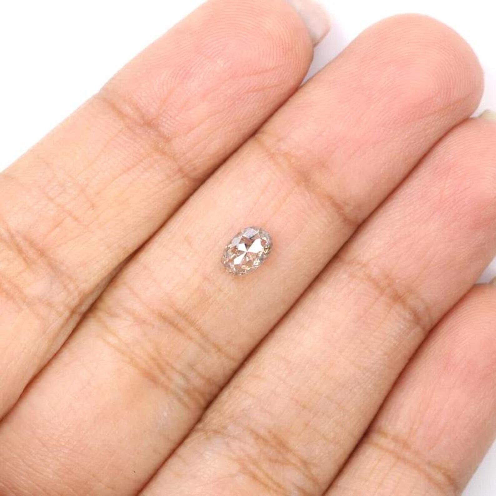 0.48 Ct Natural Loose Oval Shape Diamond Salt And Pepper Oval Diamond 5.65 MM Natural Loose Diamond Grey Color Oval Rose Cut Diamond NQ1663