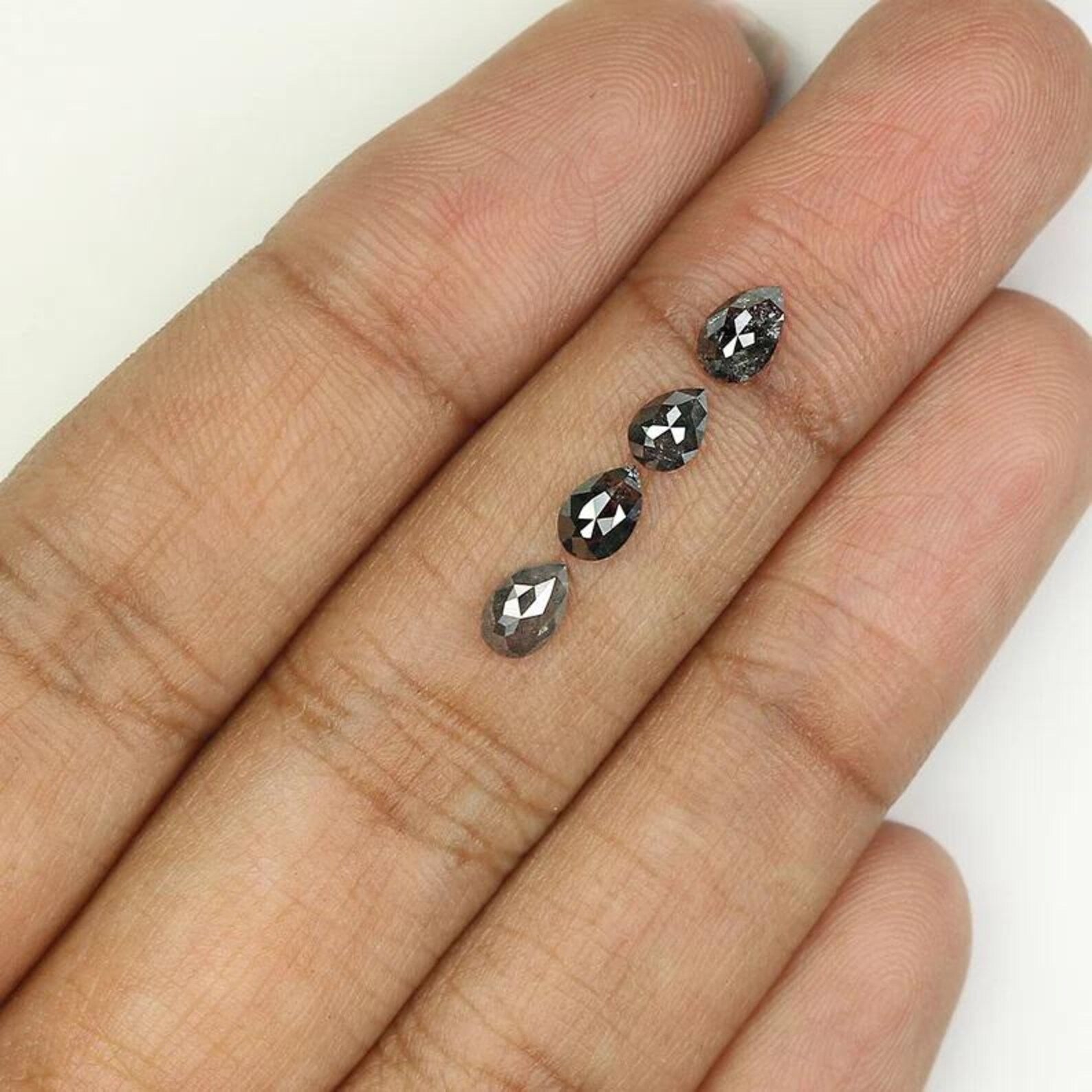 1.03 CT Natural Loose Pear Shape Diamond Salt And Pepper Pear Cut Diamond 4.60 MM Natural Black Grey Color Pear Rose Cut Diamond QN1496