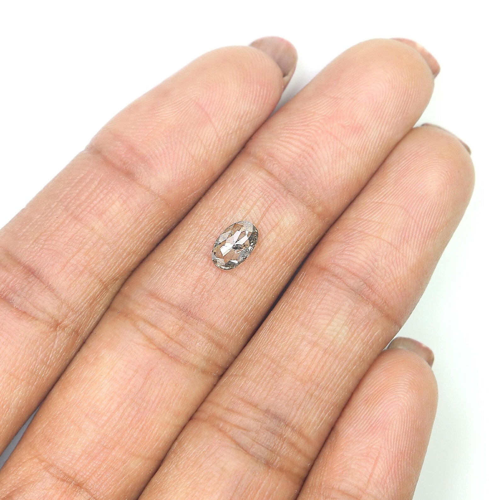 0.56 CT Natural Loose Oval Shape Diamond Salt And Pepper Oval Cut Diamond 6.55 MM Natural Loose Diamond Oval Shape Rose Cut Diamond QN578