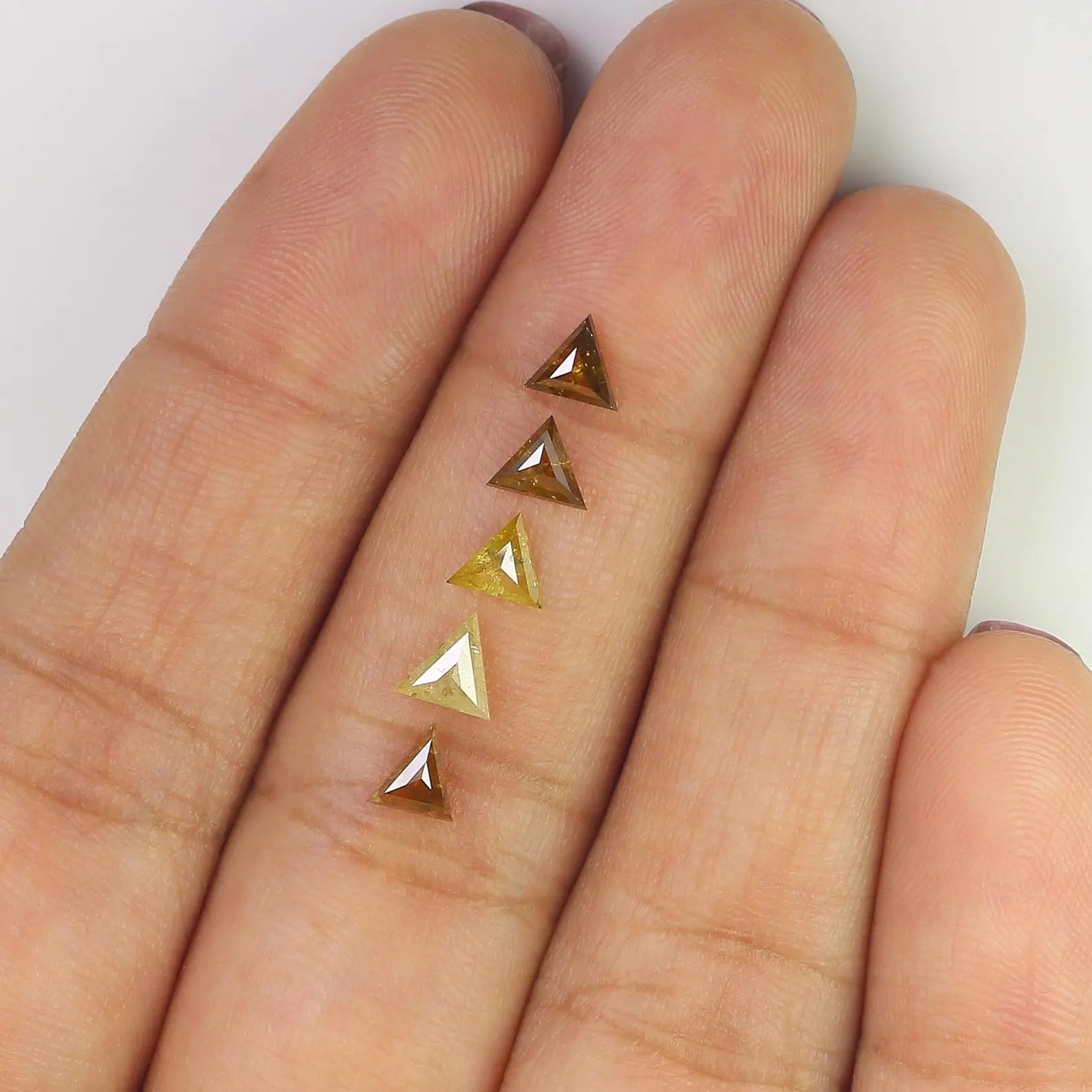 1.22 CT Natural Loose Triangle Shape Diamond Brown Yellow Color Triangle Diamond 4.20 MM Natural Diamond Triangle Rose Cut Diamond NQ1884