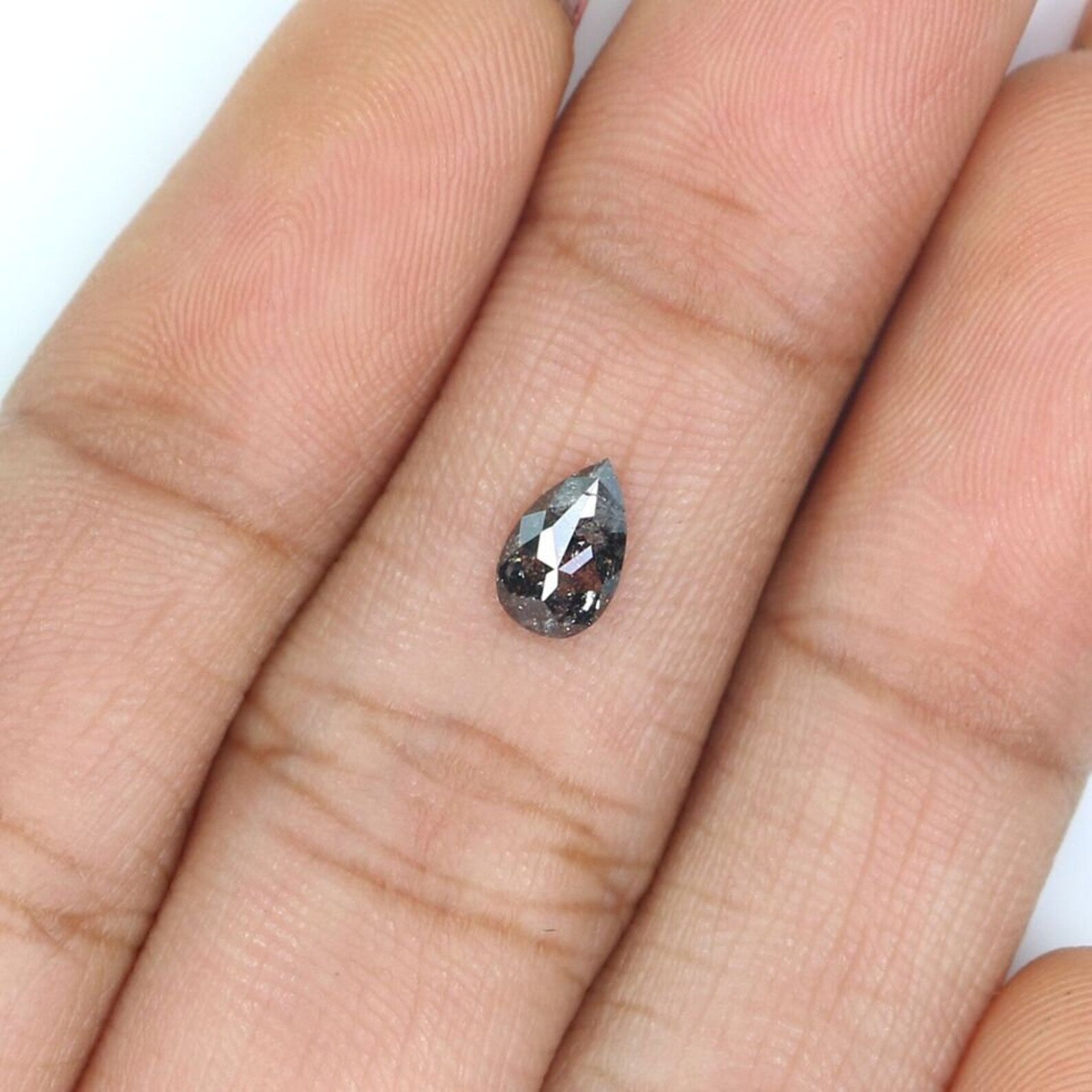 0.42 CT Natural Loose Pear Shape Diamond Salt And Pepper Pear Cut Diamond 6.45 MM Natural Loose Diamond Black Grey Color Pear Diamond NQ2117