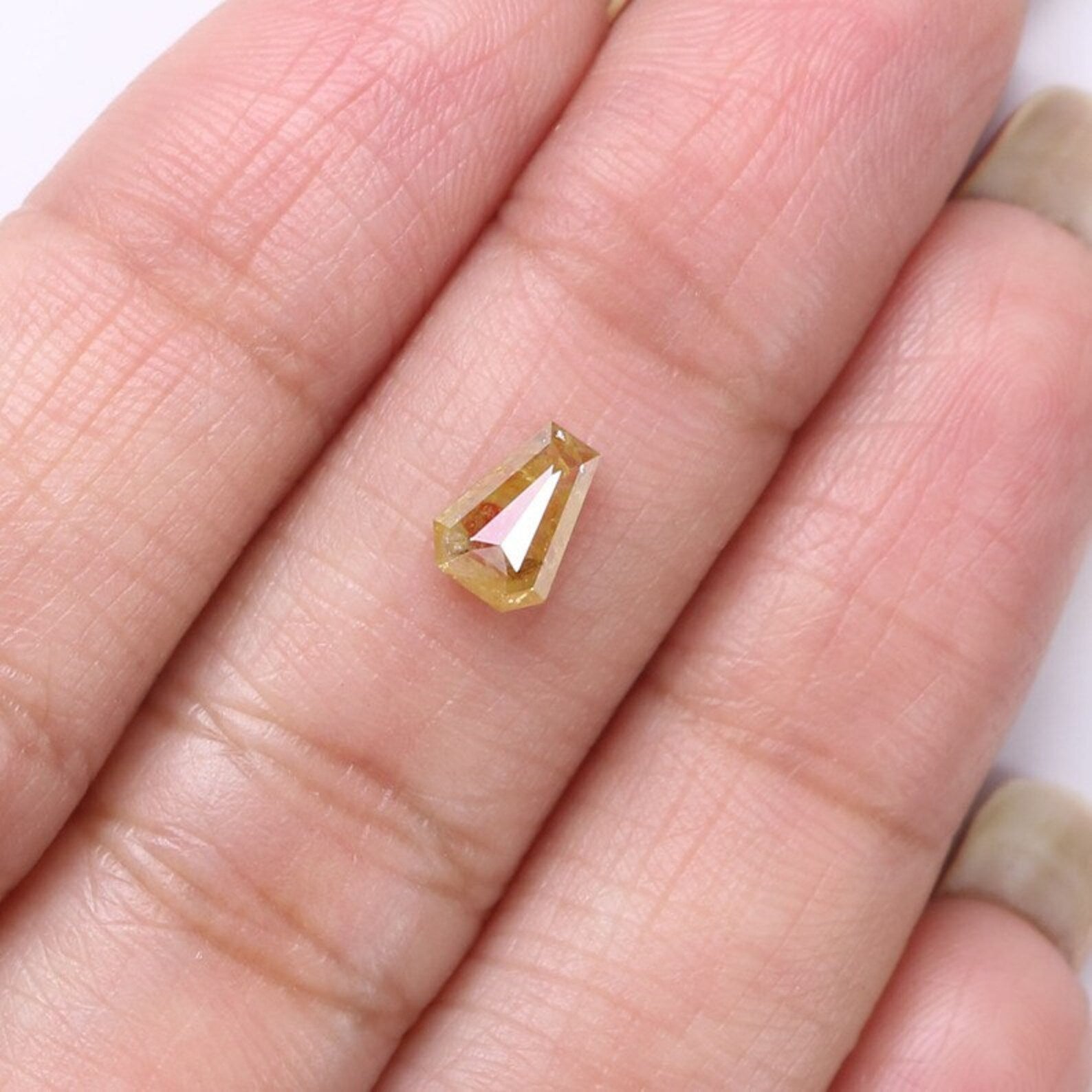 0.66 CT Natural Loose Coffin Diamond Yellow Color Coffin Cut Diamond 6.55 MM Natural Diamond Yellow Color Coffin Rose Cut Diamond QN1988