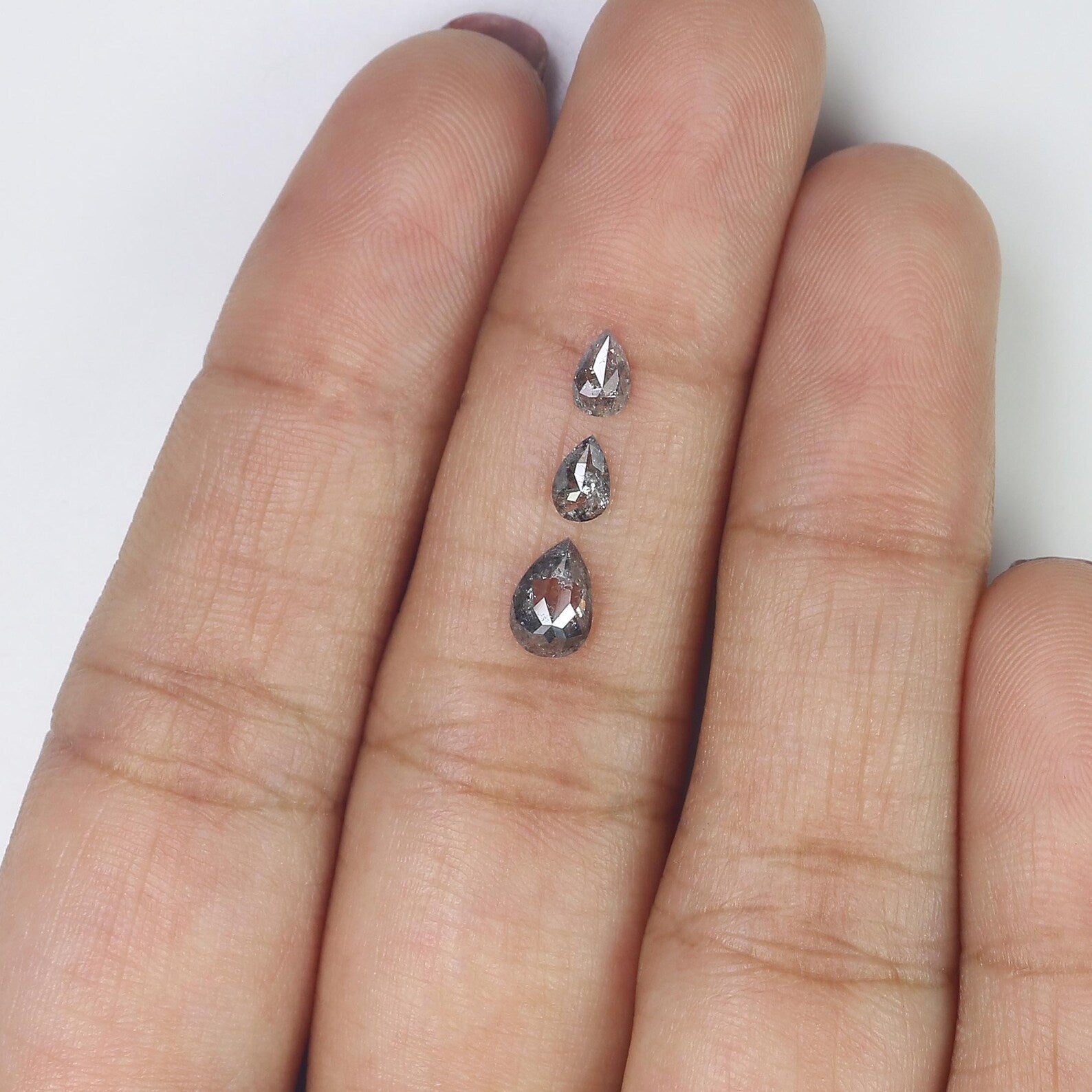 0.92 CT Natural Loose Pear Shape Diamond Salt And Pepper Pear Diamond 6.35 MM Natural Diamond Black Grey Color Pear Rose Cut Diamond NQ2428