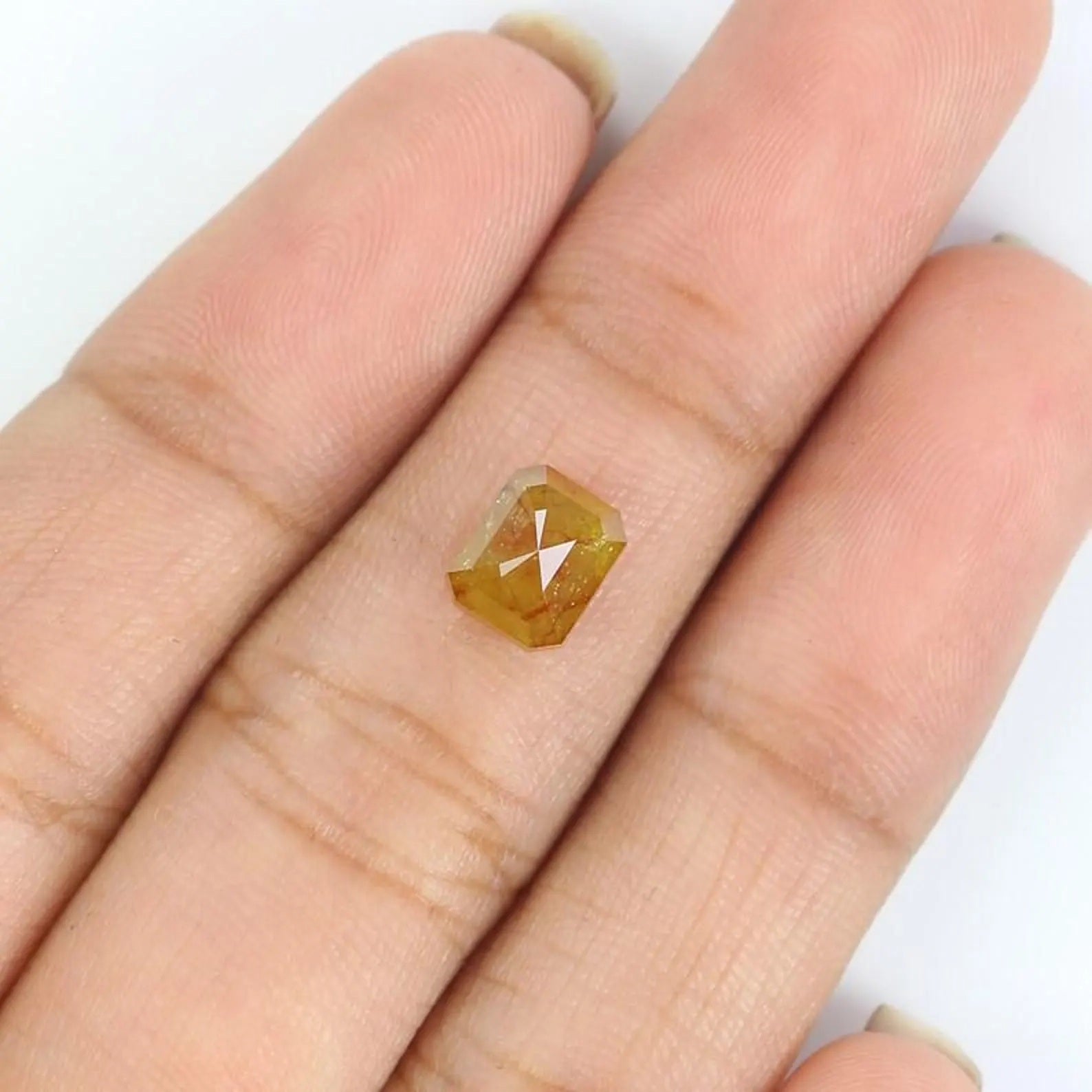 1.45 CT Natural Loose Emerald Shape Diamond Yellow Color Emerald Cut Diamond 6.65 MM Natural Yellow Color Emerald Rose Cut Diamond NQ751