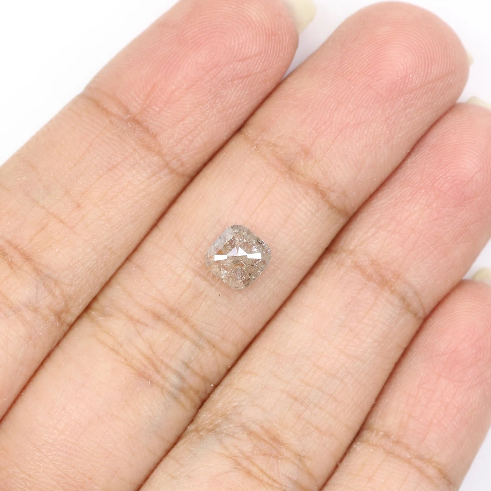 Natural Loose Cushion Grey Color Diamond 1.06 CT 5.60 MM Cushion Shape Rose Cut Diamond KDN8725