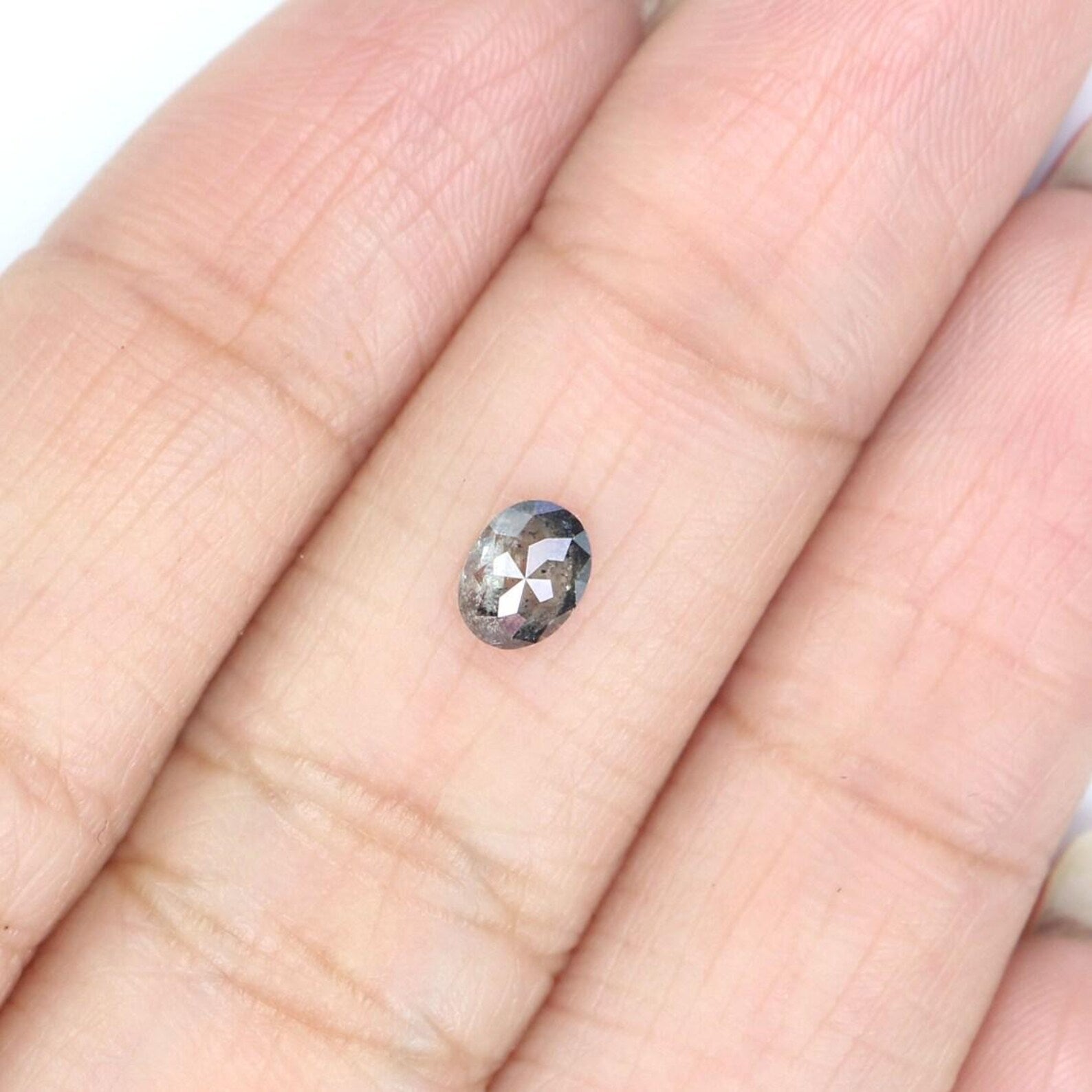 0.36 CT Natural Loose Oval Shape Diamond Salt And Pepper Oval Diamond 5.20 MM Natural Loose Black Grey Color Oval Rose Cut Diamond NQ2111
