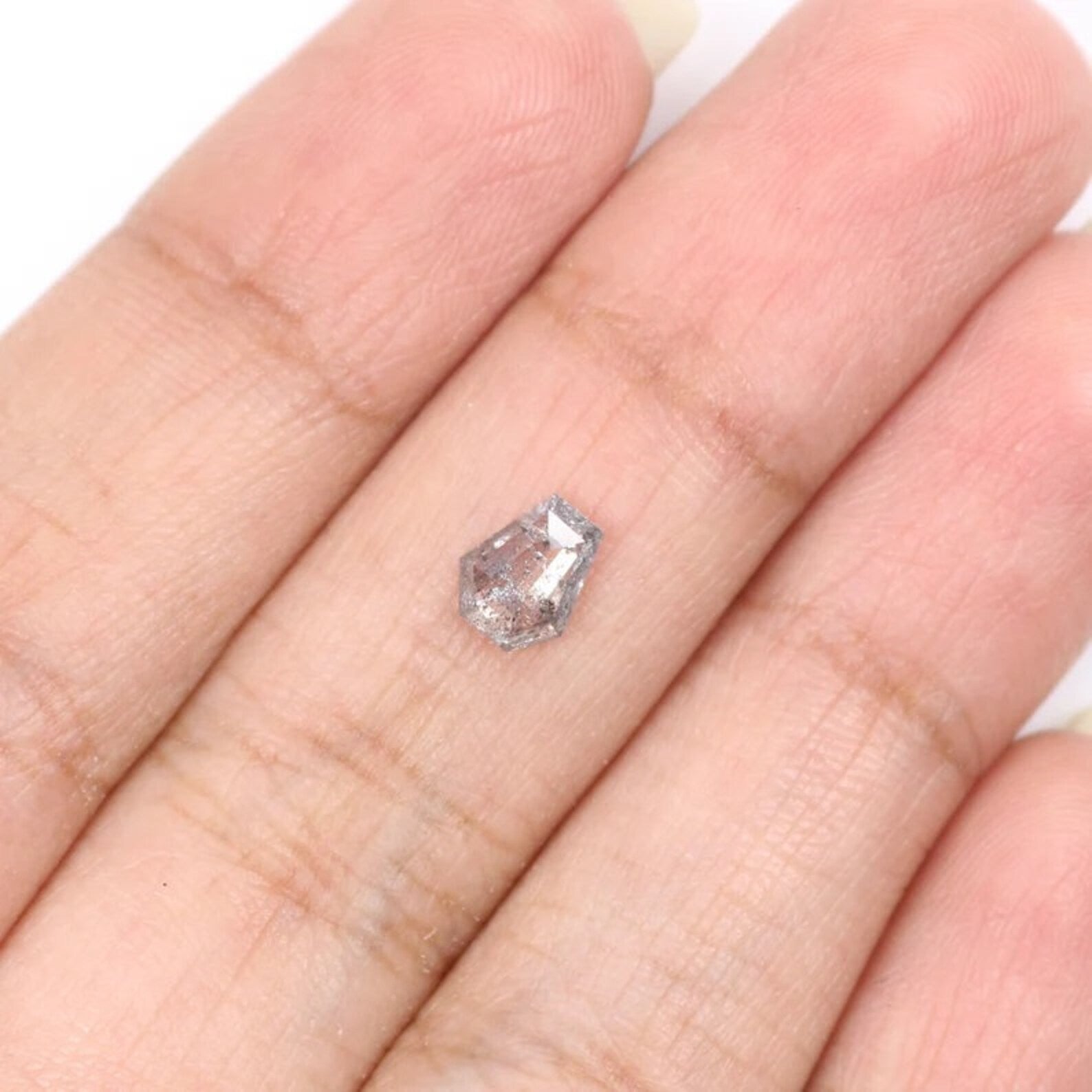 0.61 CT Natural Loose Coffin Shape Diamond Salt And Pepper Coffin Diamond 6.20 MM Natural Black Gray Color Coffin Rose Cut Diamond QN1888