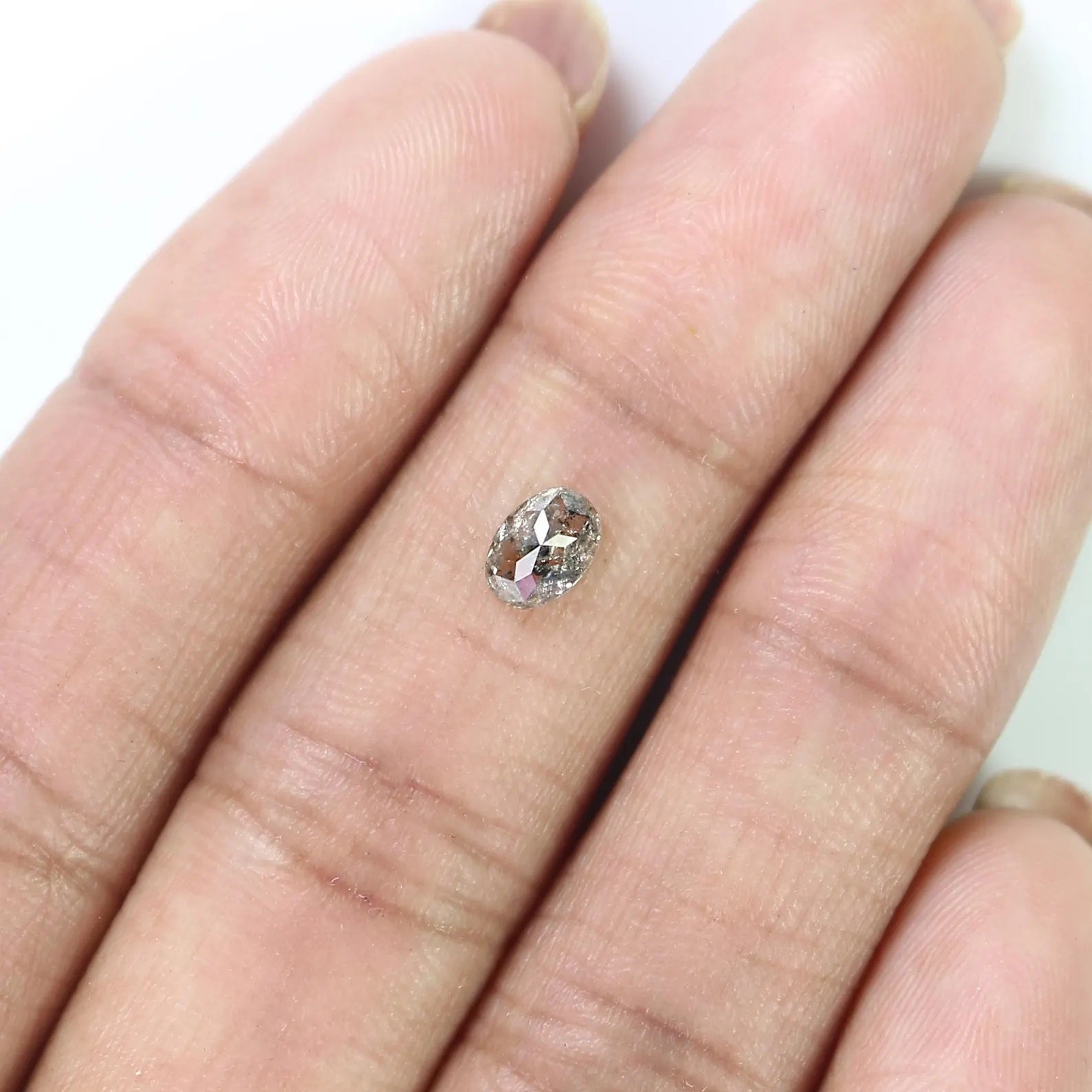 0.52 Ct Natural Loose Oval Shape Diamond Salt And Pepper Oval Diamond 5.80 MM Natural Black Grey Color Oval Rose Cut Diamond QN982