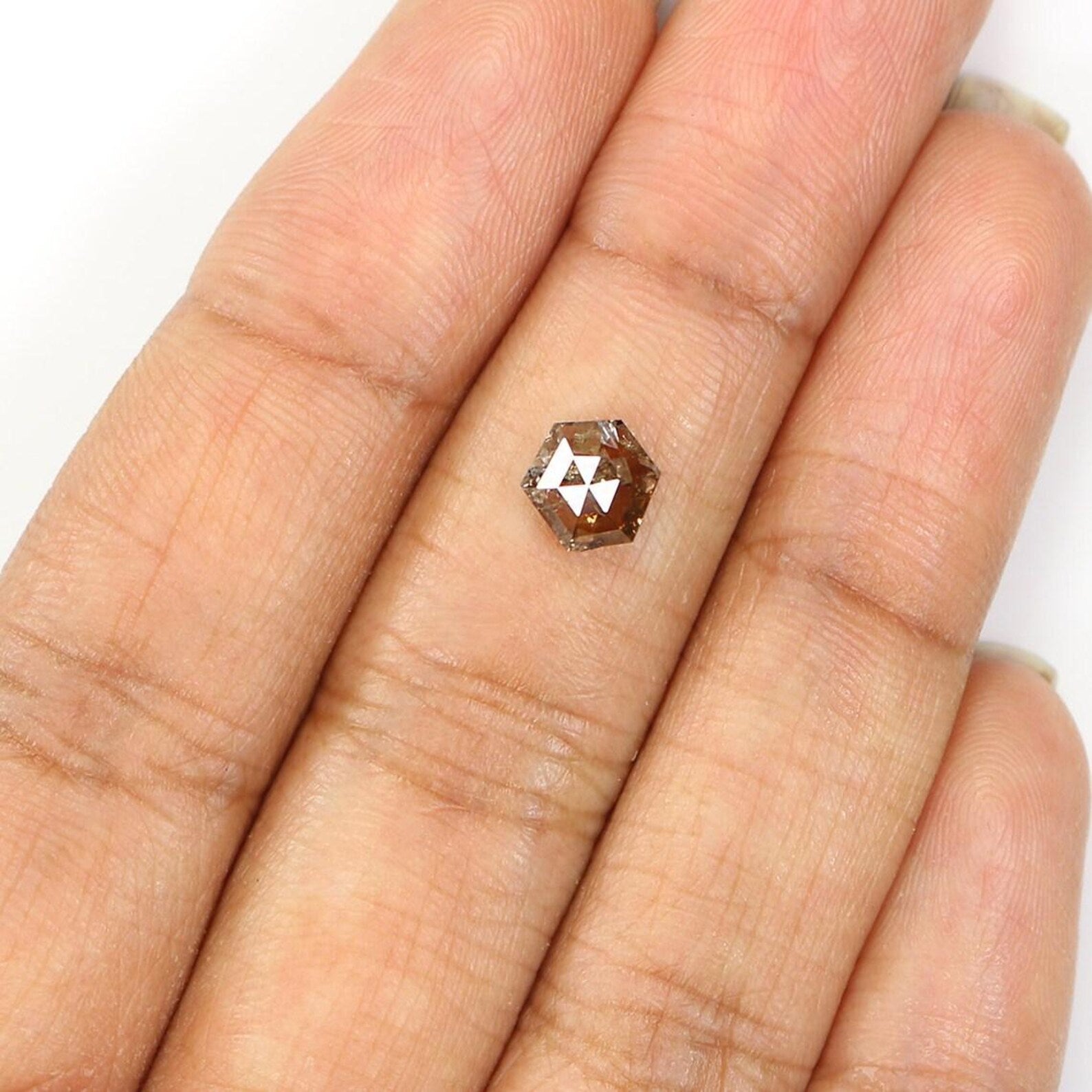 0.77 CT Natural Loose Hexagon Shape Diamond Brown Color Hexagon Diamond 6.50 MM Natural Loose Brown Color Hexagon Rose Cut Diamond NQ1770