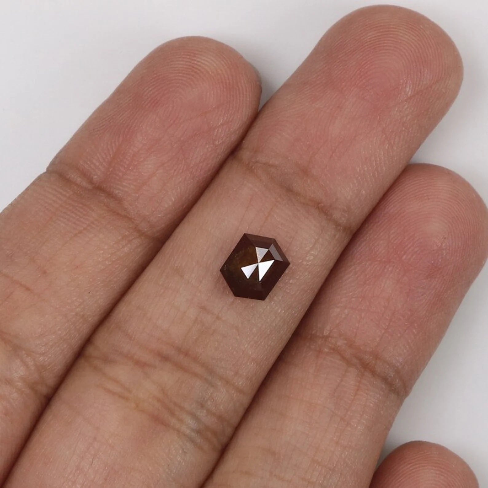 0.87 CT Natural Loose Hexagon Shape Diamond Brown Color Hexagon Cut Diamond 6.70 MM Natural Diamond Hexagon Shape Rose Cut Diamond NQ1847