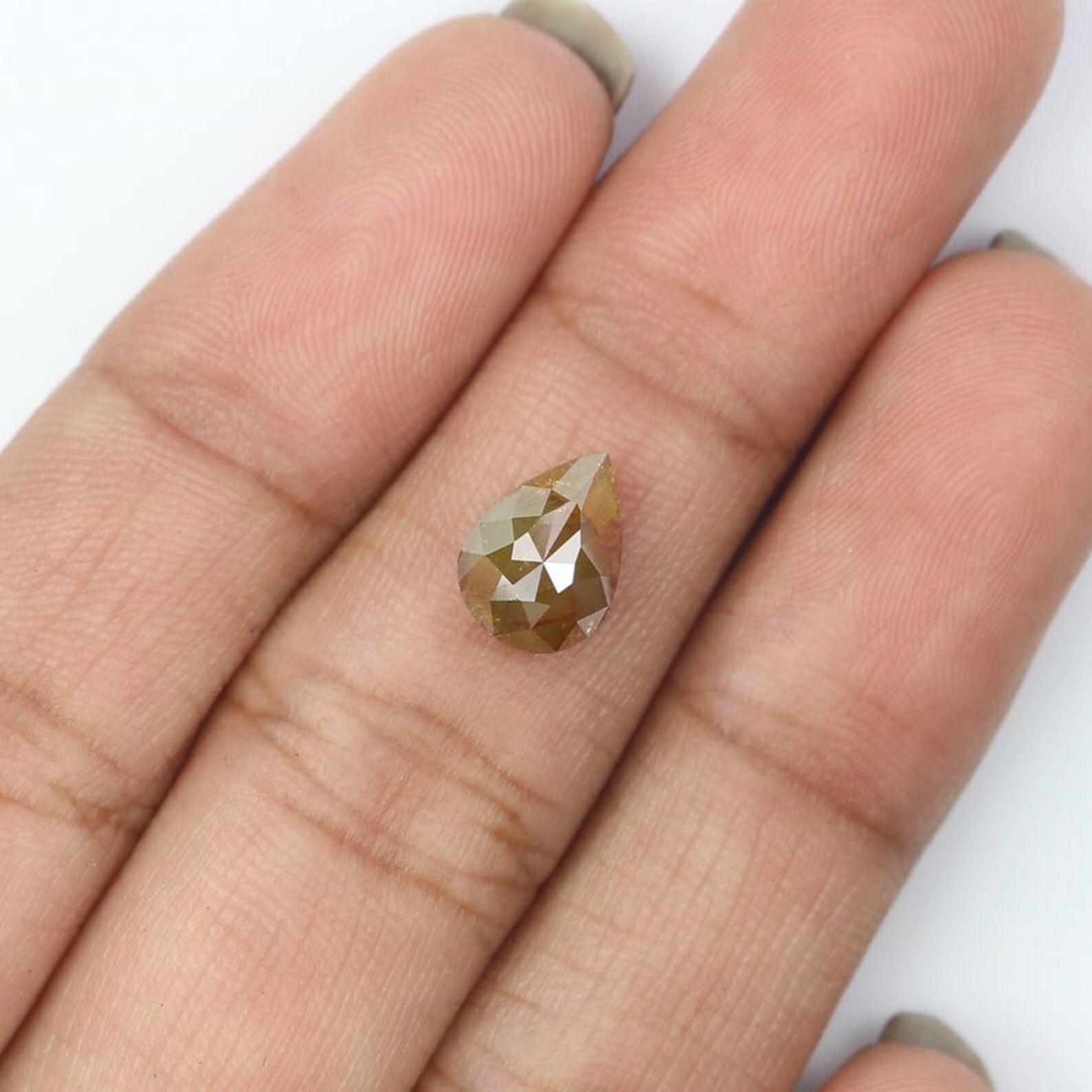 1.67 CT Natural Loose Pear Shape Diamond Yellow Color Pear Cut Diamond 8.80 MM Natural Loose Brown Color Diamond Pear Rose Cut Diamond NQ232