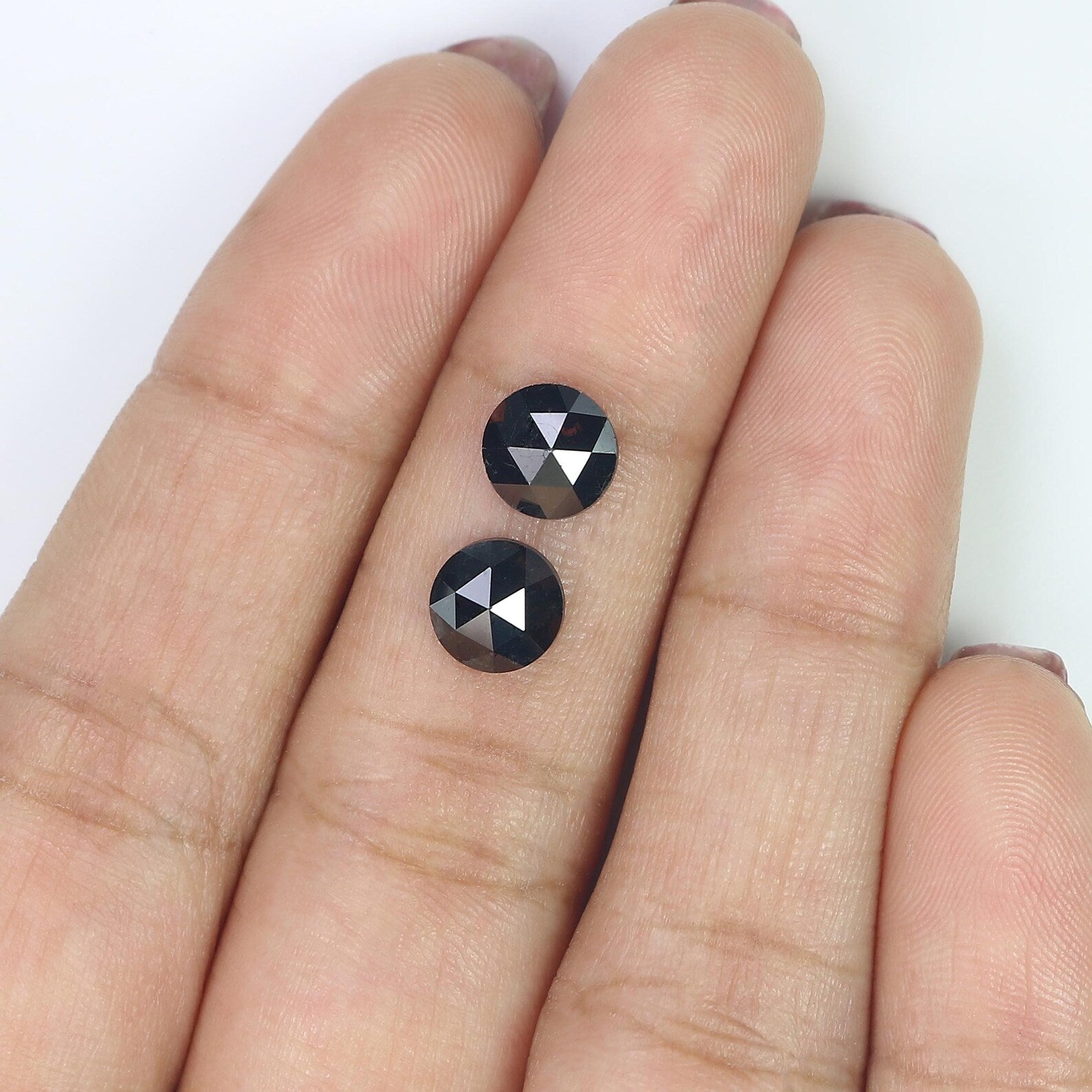 2.49 Ct Natural Loose Round Shape Pair Diamond Black Color Round Diamond 6.65 MM Natural Diamond Black Color Round Rose Cut Diamond NQ1715
