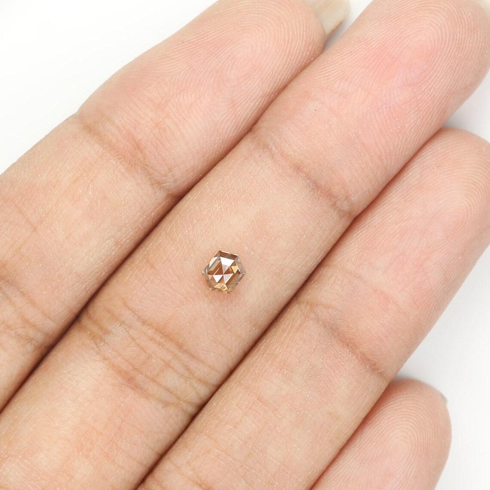 0.31 CT Natural Loose Hexagon Shape Diamond Brown Color Diamond 4.30 MM Natural Loose Diamond Brown Color Hexagon Rose Cut Diamond NQ1186