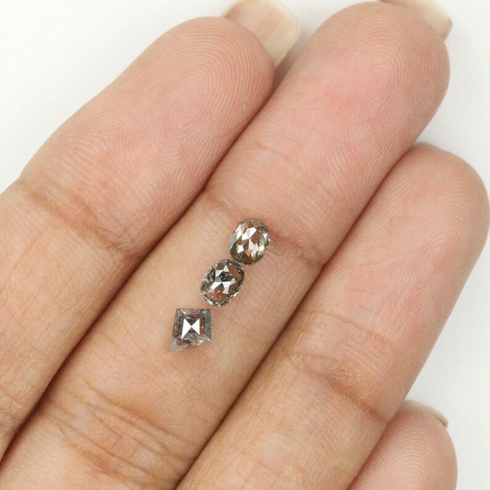 0.85 Ct Natural Loose Mix Shape Diamond Salt And Pepper Mix Shape Diamond 4.40 MM Natural Black Grey Color Mix Shape Rose Cut Diamond QN1213