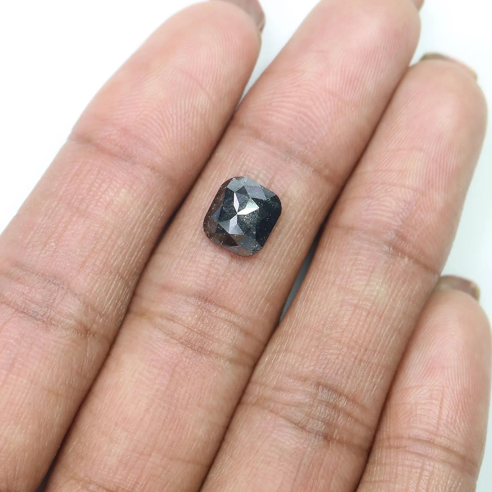 2.00 CT Natural Loose Cushion Shape Diamond Black Color Cushion Diamond 8.20 MM Natural Loose Black Color Cushion Rose Cut Diamond NQ9598