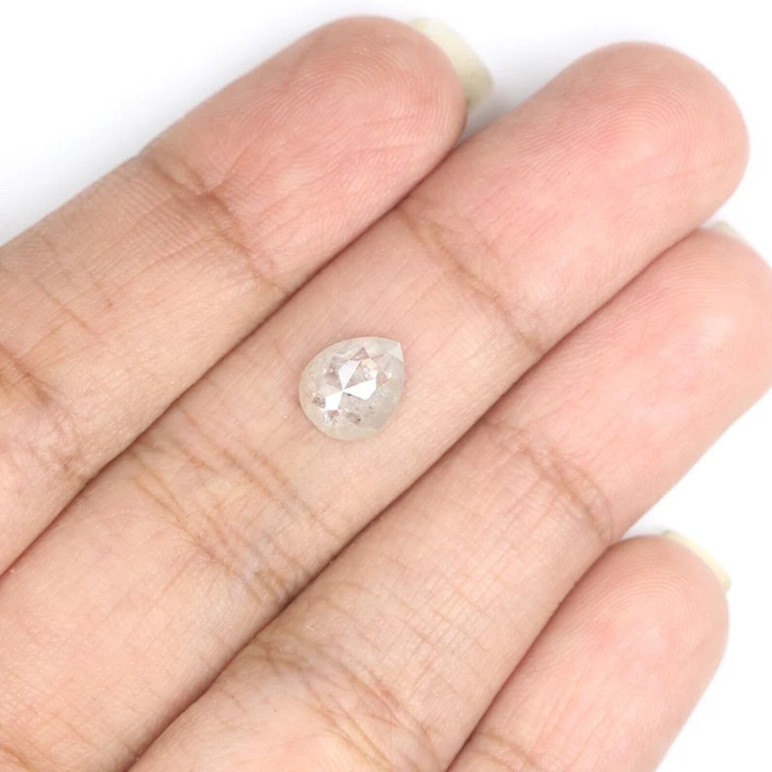 1.06 CT Natural Loose Pear Shape Diamond Grey Color Pear Cut Diamond 7.80 MM Natural Loose Diamond Grey Color Pear Rose Cut Diamond QN8862