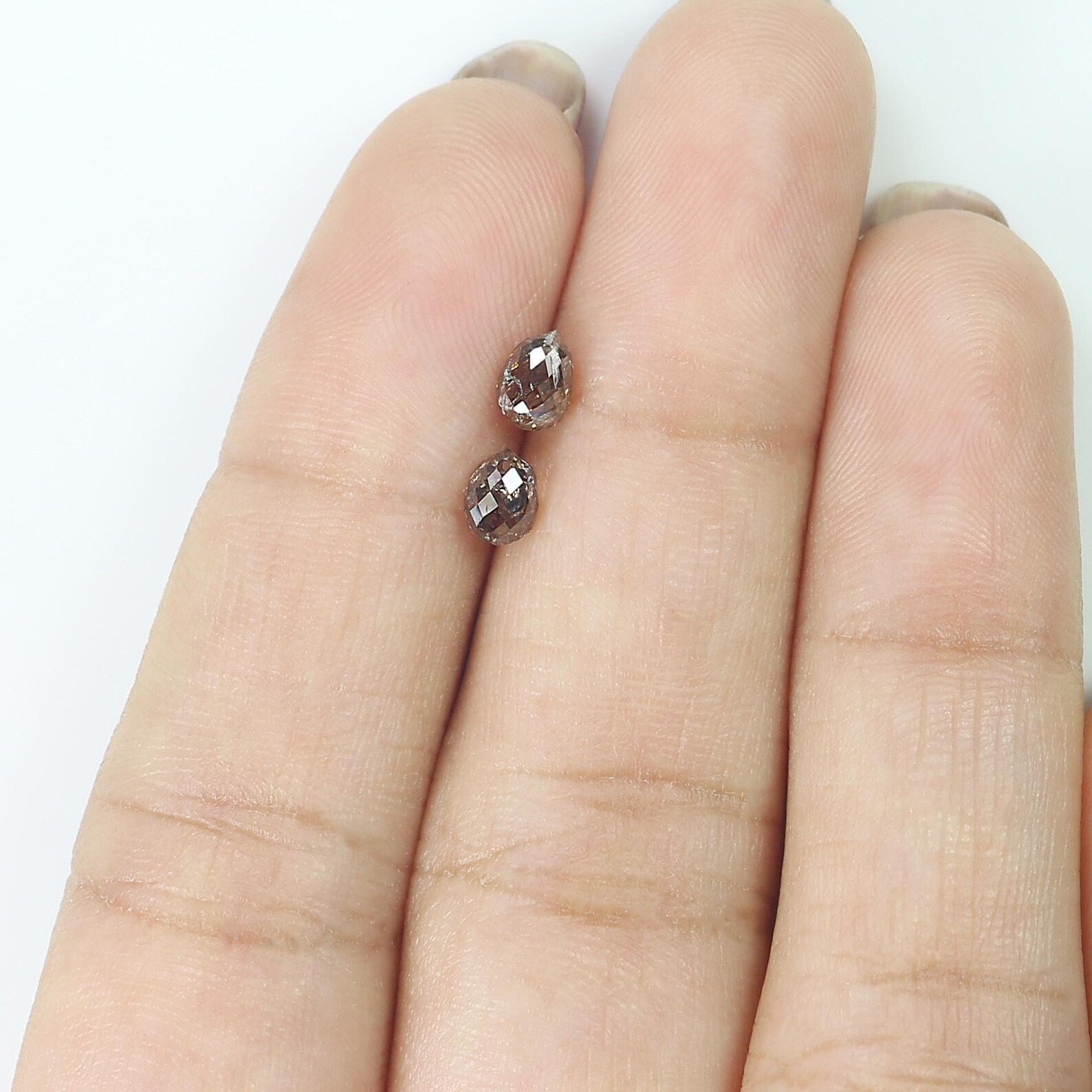1.06 CT Natural Loose Drop Shape Pair Diamond Brown Color briolette Diamond 4.70 MM Natural Diamond Brown Color Drop Rose Cut Diamond NQ839