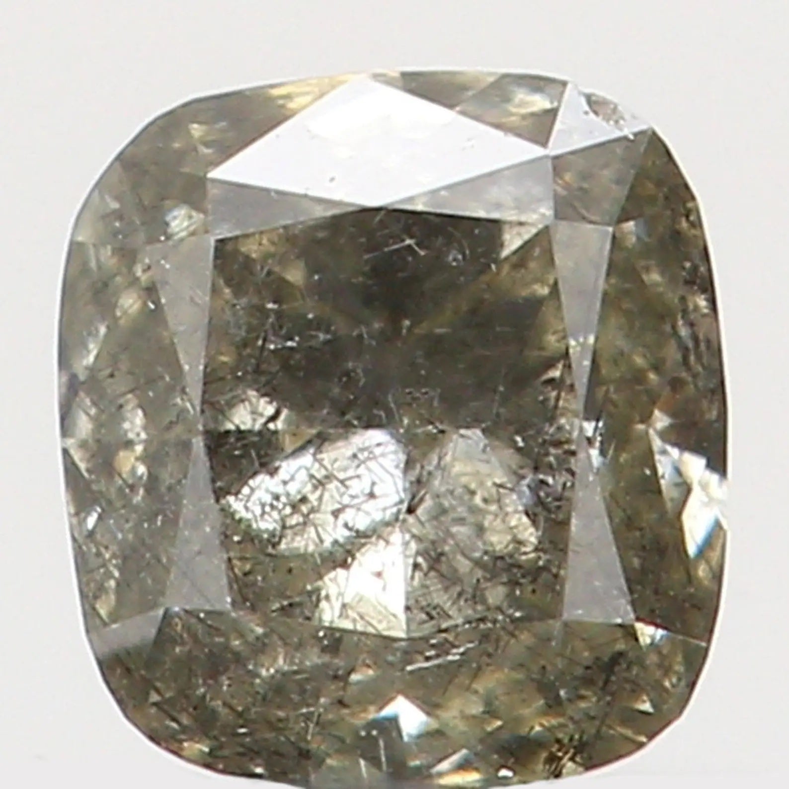 0.14 Ct Natural Loose Diamond Cushion Green Grey Color I1 Clarity 3.00 MM N7393