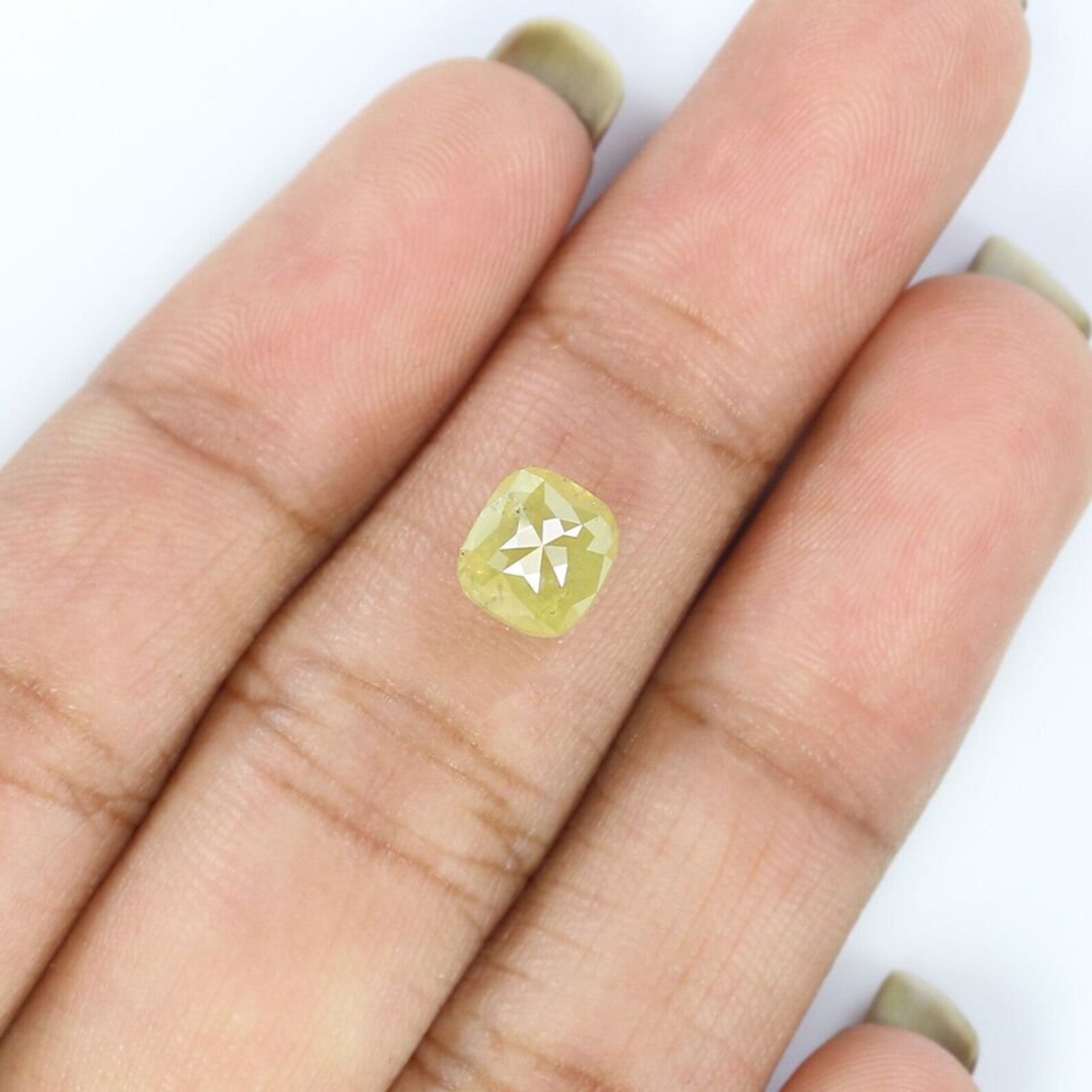 1.77 CT Natural Loose Cushion Shape Diamond Yellow Color Cushion Cut Diamond 6.65 MM Natural Loose Cushion Shape Rose Cut Diamond NQ9277