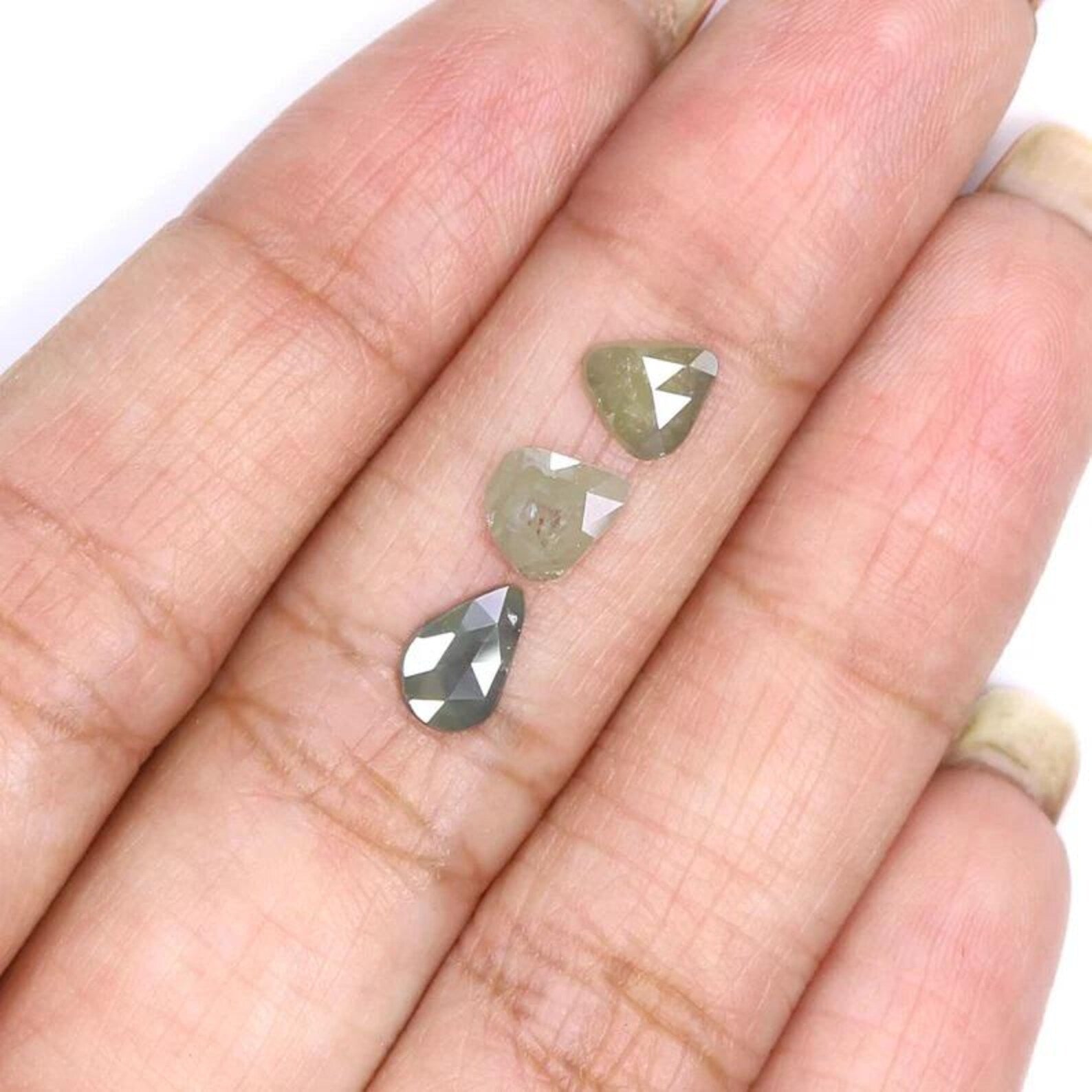 1.16 CT Natural Loose Slice Shape Diamond Yellow Color Irregular Cut Diamond 6.45 MM Natural Diamond Grey Color Slice Rose Cut Diamond NQ616