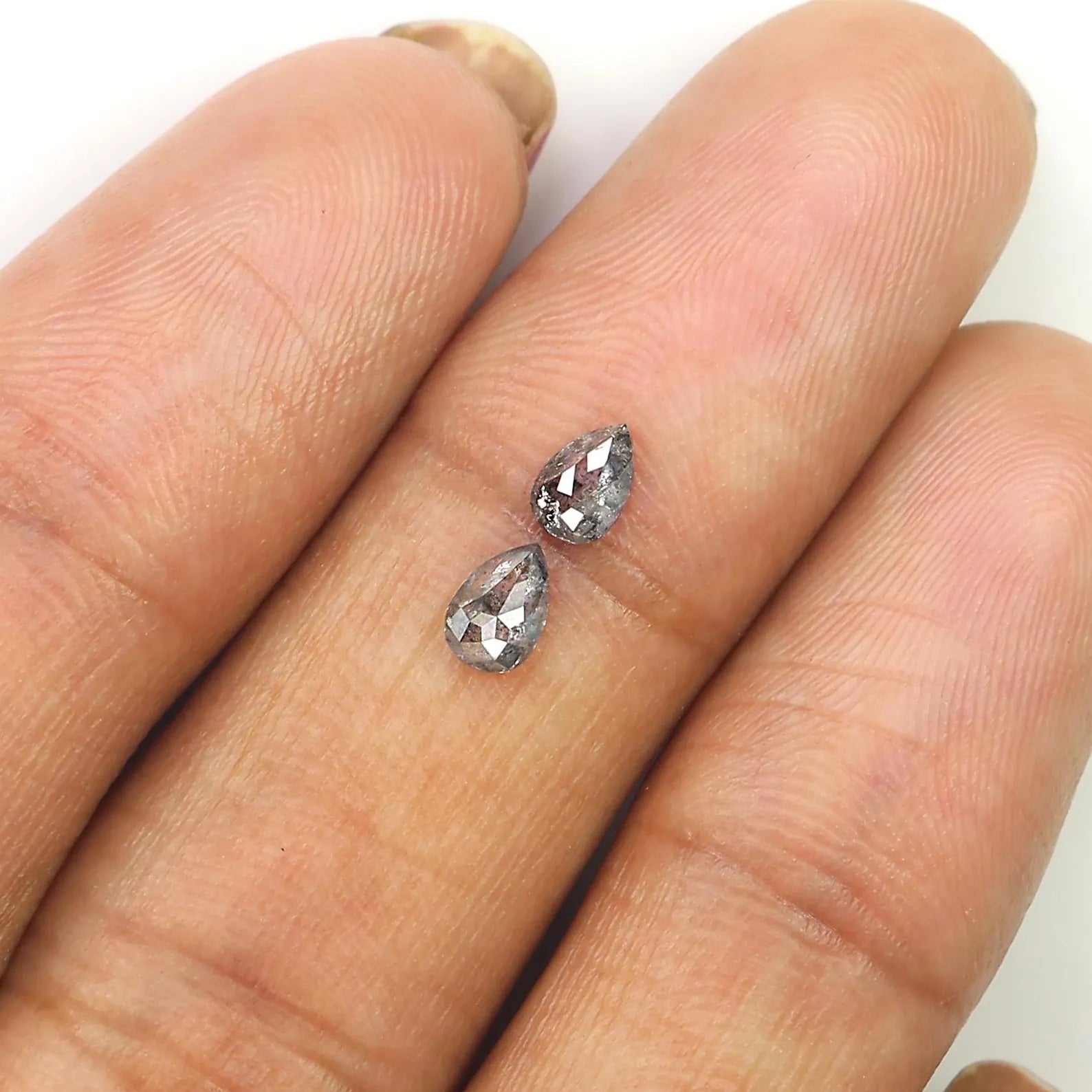 0.42 CT Natural Loose Pear Cut Pair Diamond Salt And Pepper Pear Shape Diamond 4.70 MM Natural Black Grey Color Pear Rose Cut Diamond NQ2306