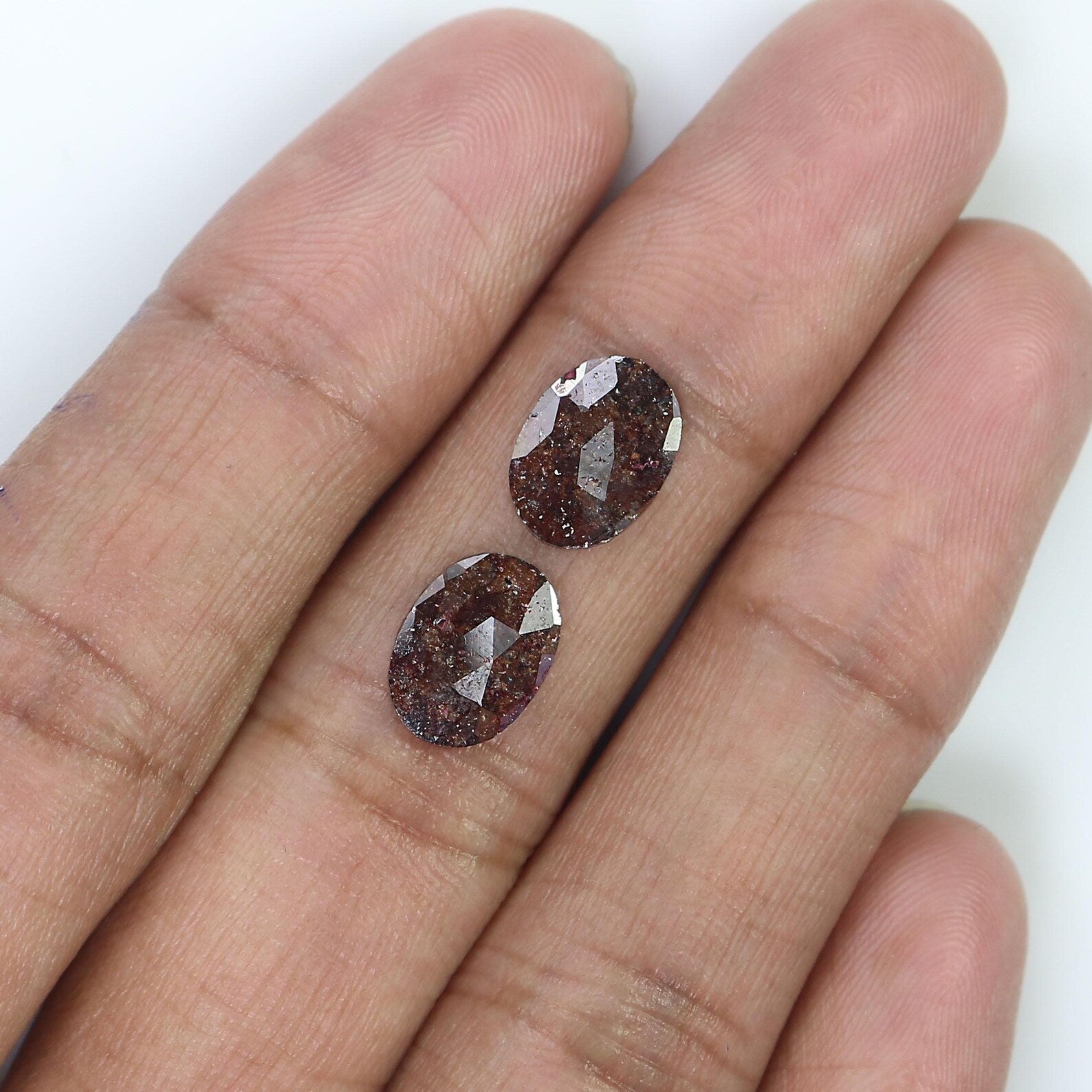 2.01 CT Natural Loose Oval Shape Pair Diamond Brown Color Oval Cut Diamond 9.85 MM Natural Diamond Brown Color Oval Rose Cut Diamond NQ2540