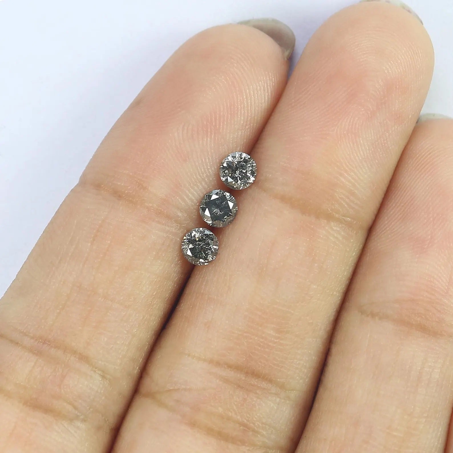 0.61 Ct Natural Loose Round Shape Diamond Salt And Pepper Round Diamond 3.70 MM Natural Black Grey Color Round Brilliant Cut Diamond NQ1483