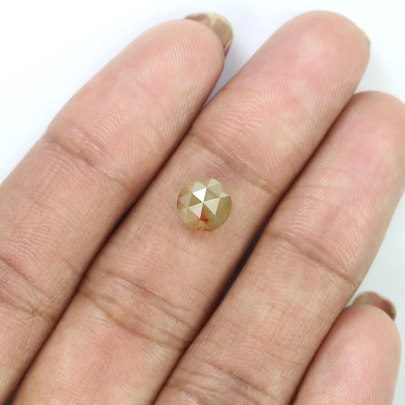 Natural Loose Rose Cut Yellow Green Color Diamond 1.34 CT 6.70 MM Round Rose Cut Shape Diamond KDN9967