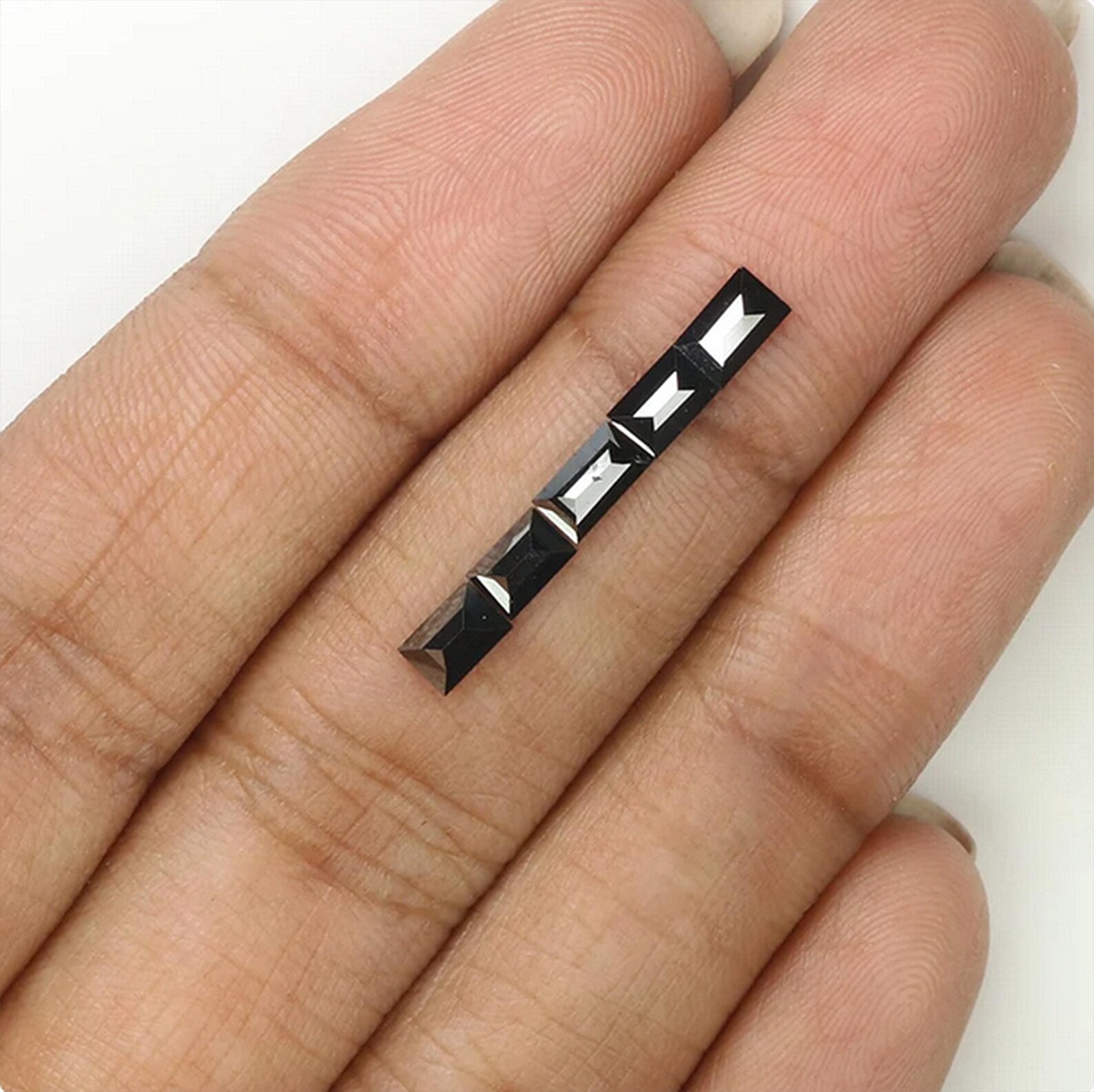 1.03 CT Natural Loose Baguette Shape Diamond Black Color Baguette Cut Diamond 4.35 MM Natural Loose Black Baguette Rose Cut Diamond QN1371