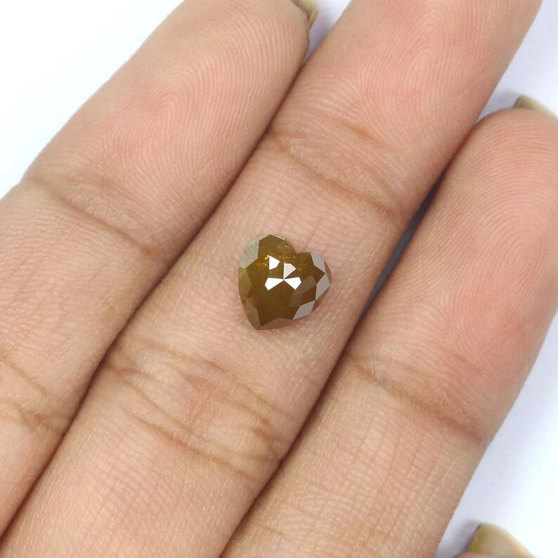 1.27 CT Natural Loose Heart Shape Diamond Yellow Color Heart Cut Diamond 6.90 MM Natural Loose Diamond Heart Shape Rose Cut Diamond NQ2245