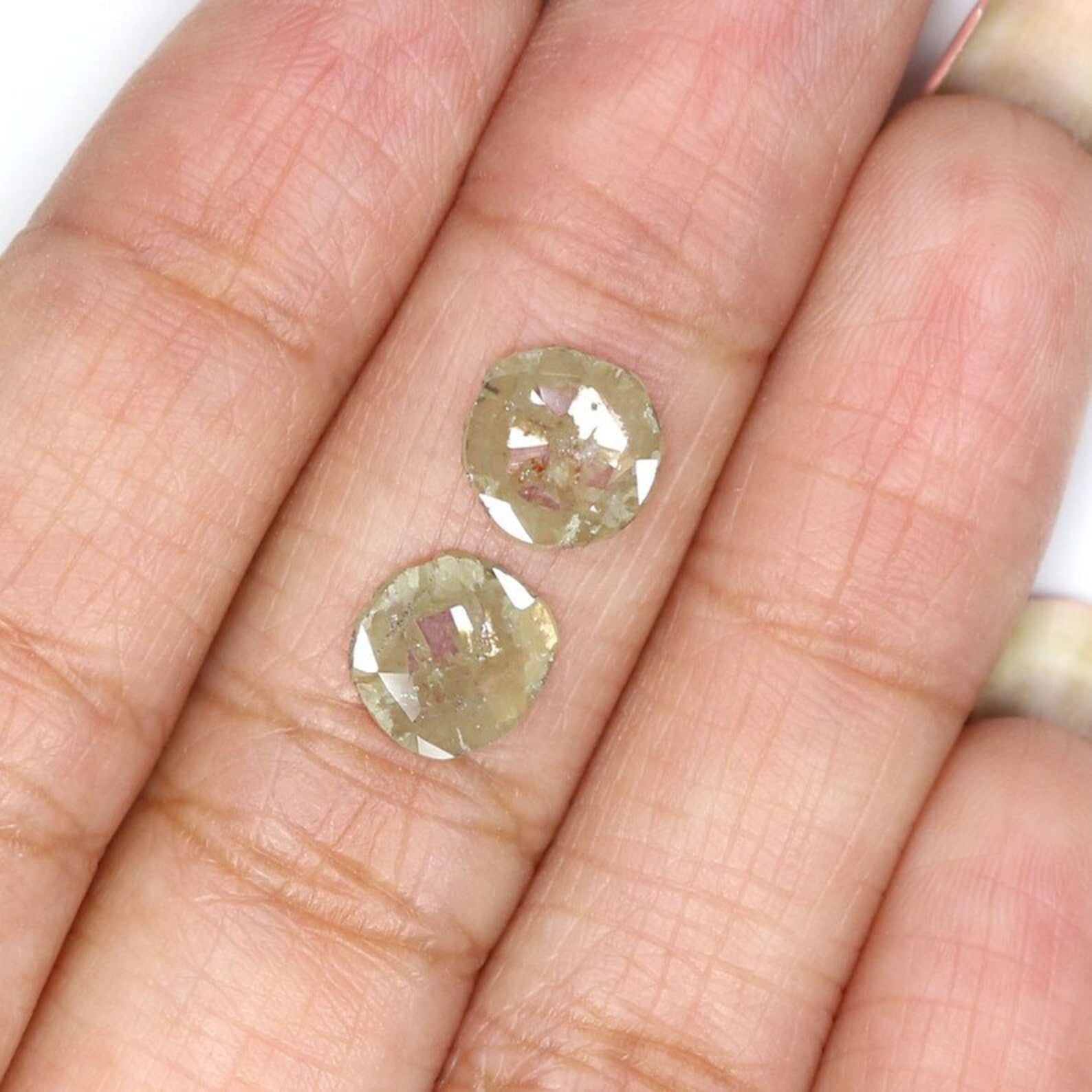 1.24 Ct Natural Loose Slice Shape Diamond Yellow Grey Color Slice Diamond 7.85 MM Natural Yellow Grey Color Slice Rose Cut Diamond NQ1991