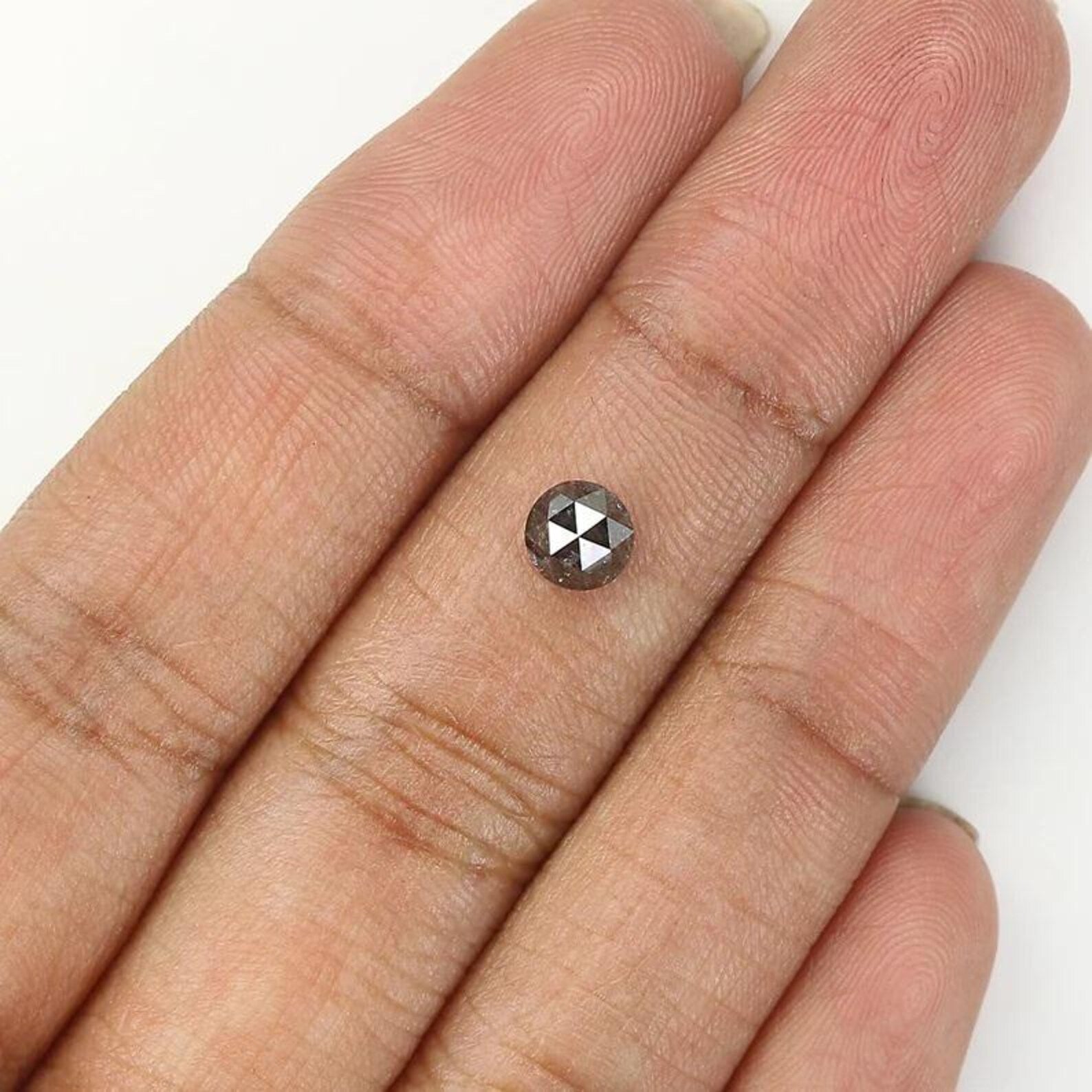 0.70 Ct Natural Loose Round Shape Diamond Salt And Pepper Round Cut Diamond 5.10 MM Natural Black Gray Color Round Rose Cut Diamond NQ1514