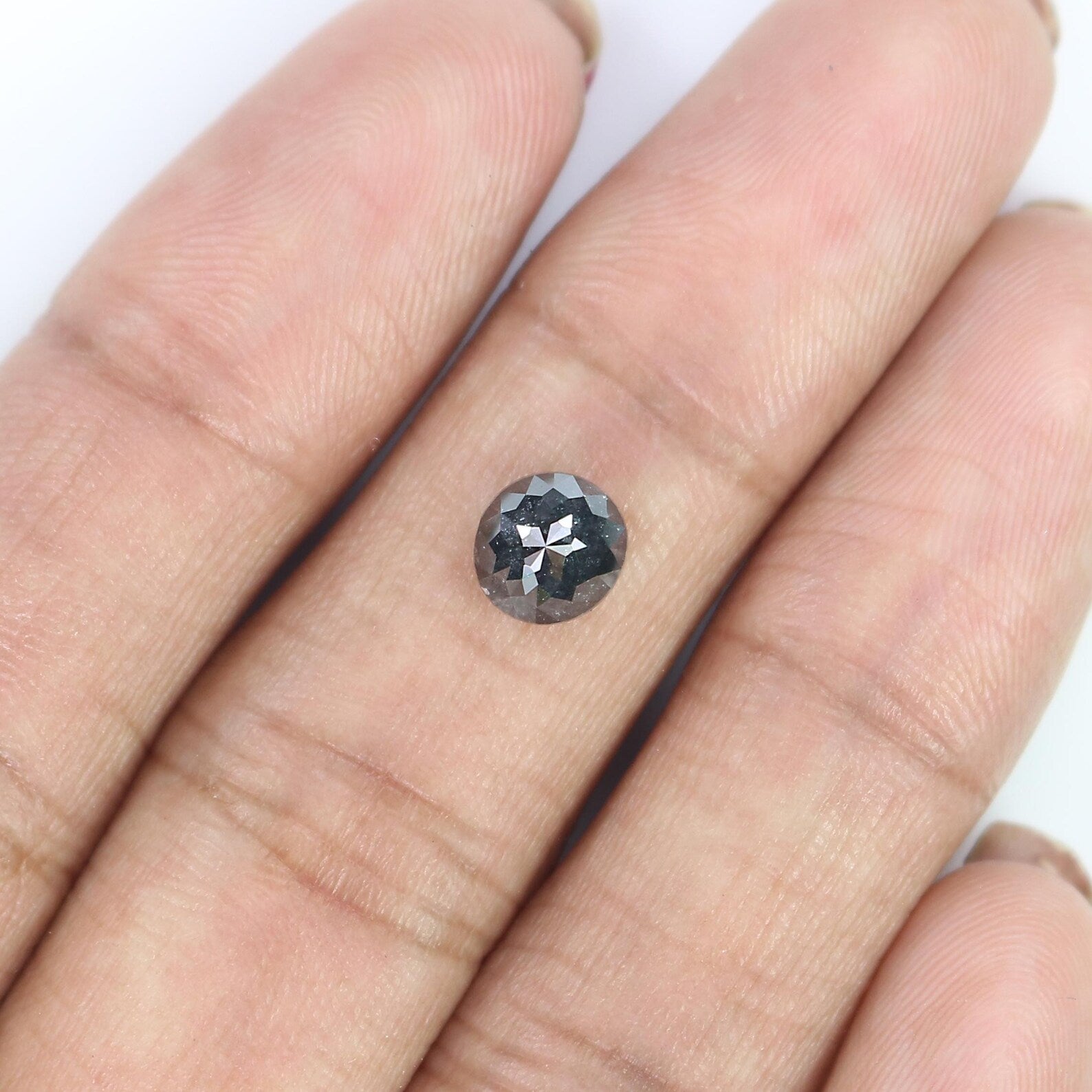 1.34 CT Natural Loose Round Shape Diamond Salt And Pepper Round Cut Diamond 6.50 MM Natural Black Grey Color Round Rose Cut Diamond NQ8073