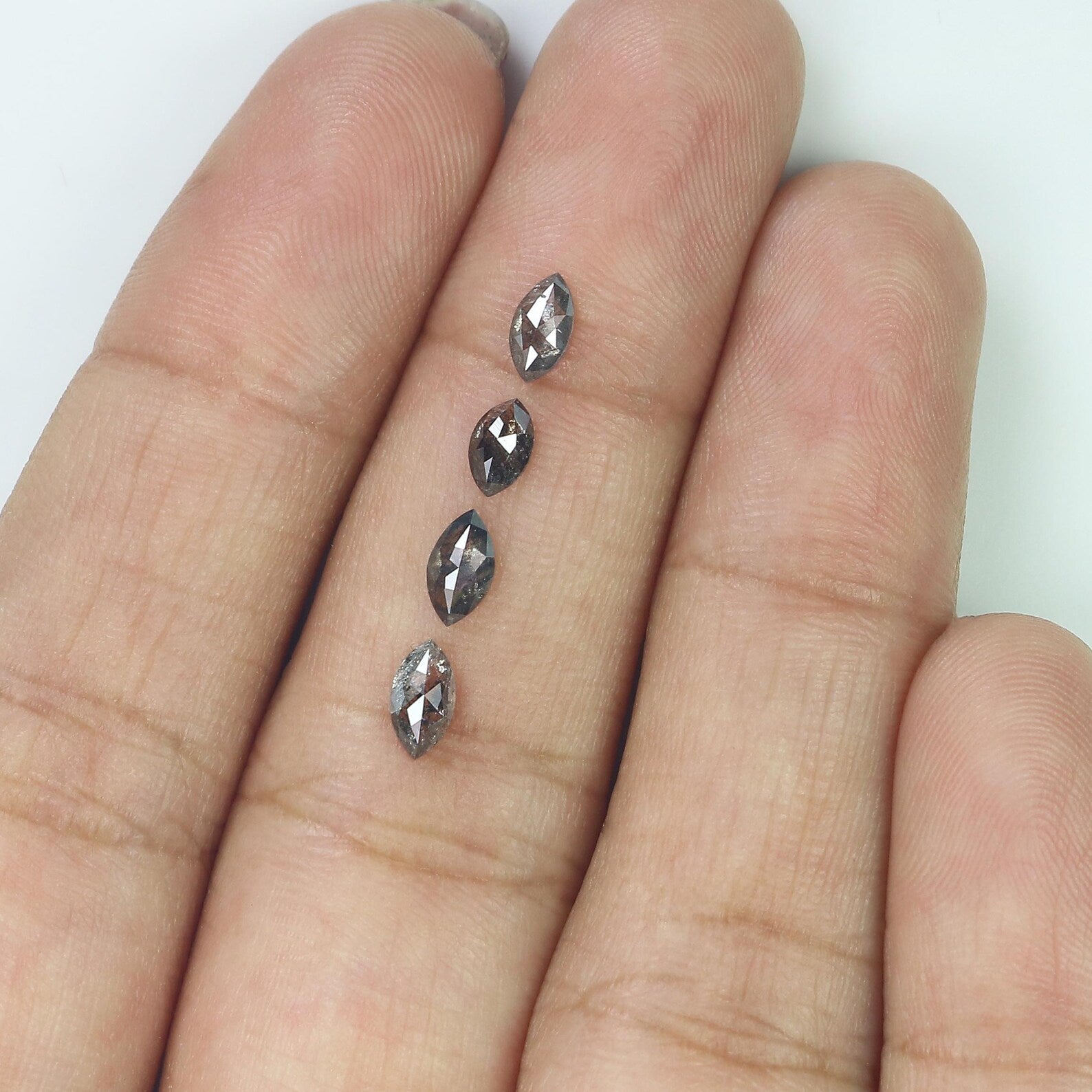 0.84 CT Natural Loose Marquise Shape Diamond Salt And Pepper Marquise Diamond 4.85 MM Natural Black Grey Marquise Rose Cut Diamond NQ1582