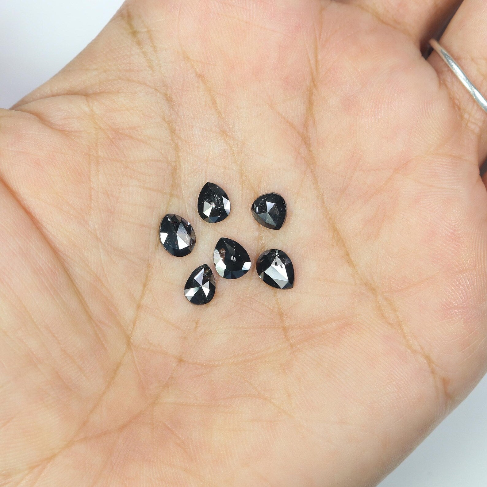 2.43 CT Natural Loose Pear Shape Diamond Black Color Pear Diamond 5.35 MM Natural Loose Diamond Black Color Pear Rose Cut Diamond NQ1691