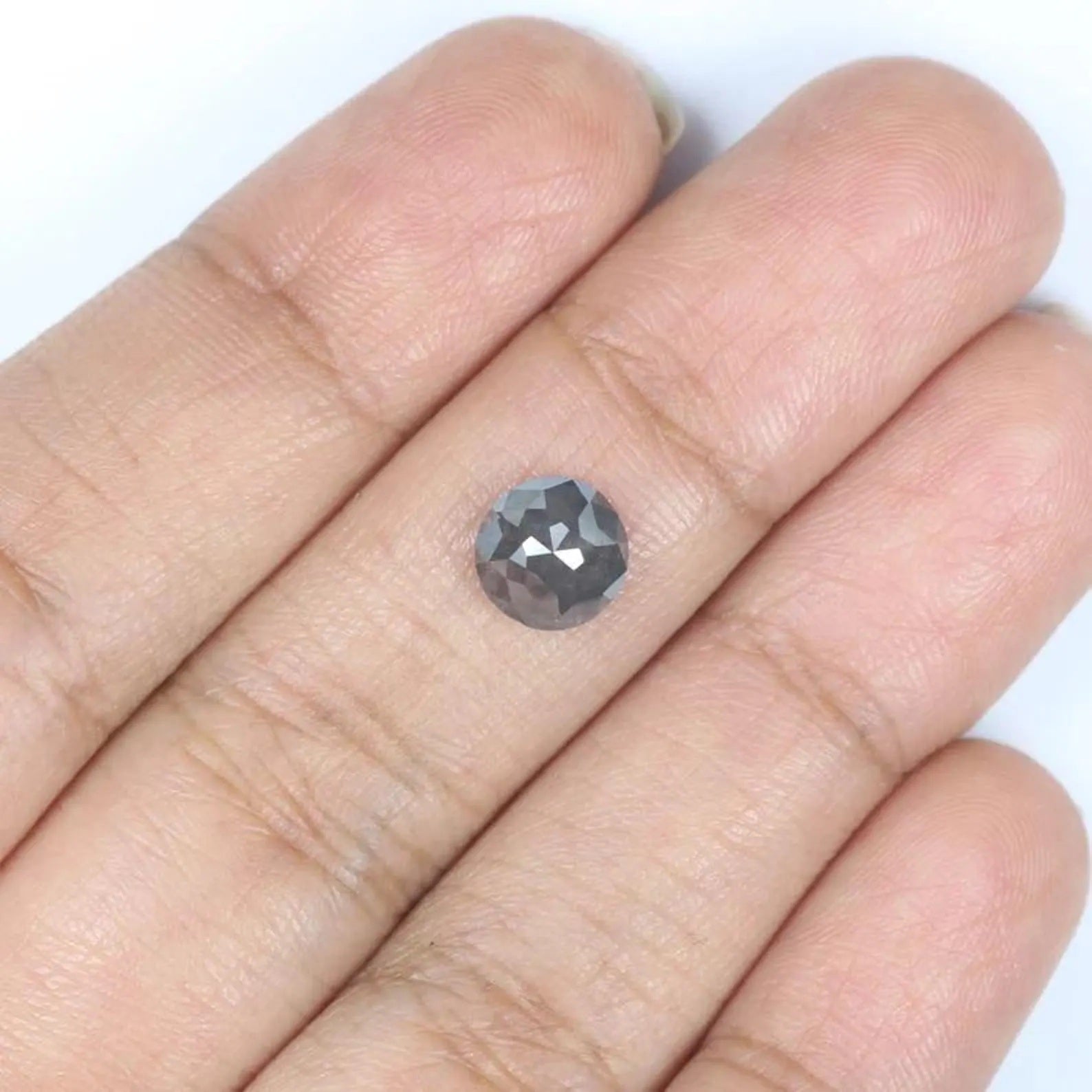 1.37 CT Natural Loose Round Shape Diamond Salt And Pepper Round Cut Diamond 6.80 MM Natural Black Grey Color Round Rose Cut Diamond NQ1142