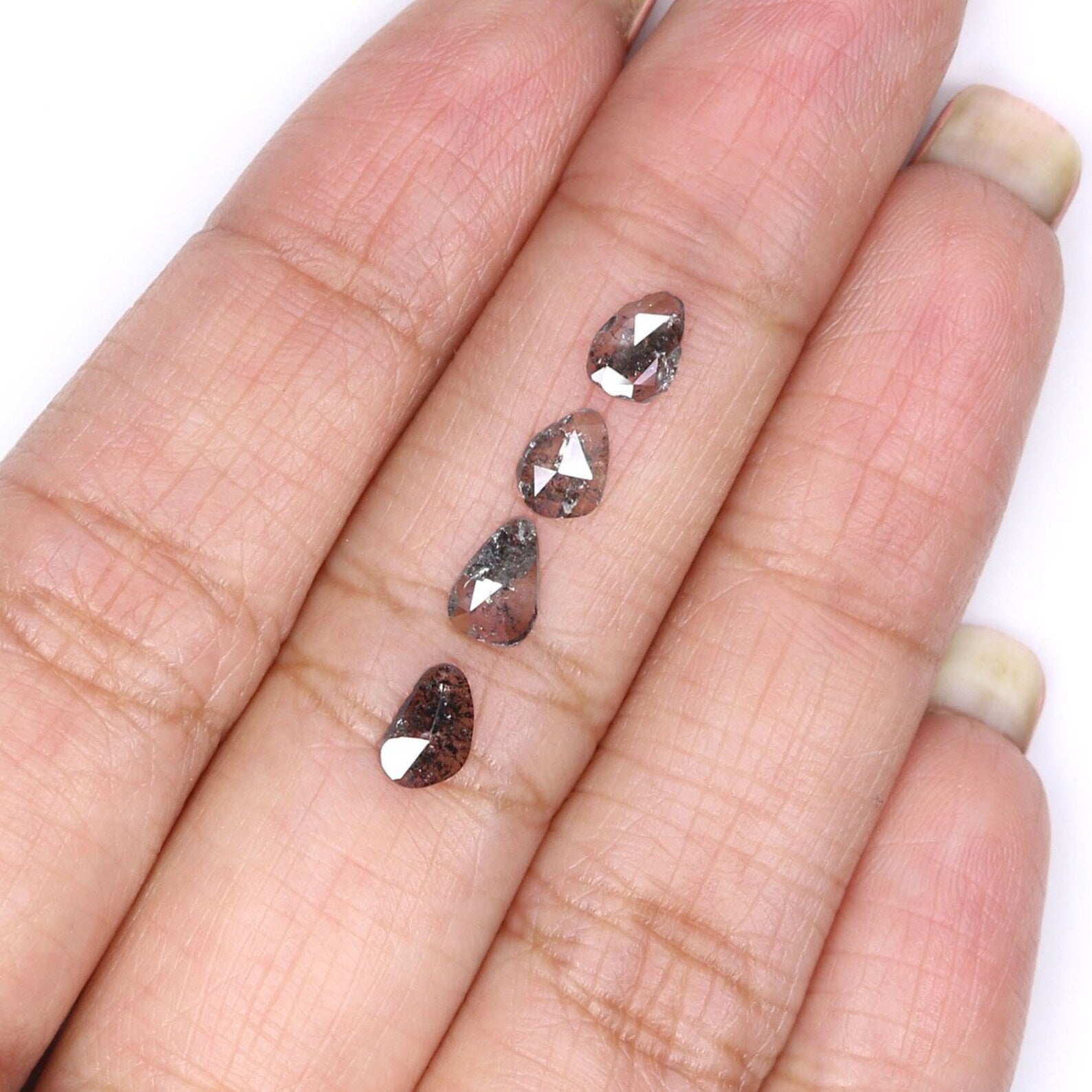0.95 CT Natural Loose Slice Cut Diamond Salt And Pepper Slice Cut Diamond 5.40 MM Natural Loose Slice Cut Black Grey Color Diamond NQ1636